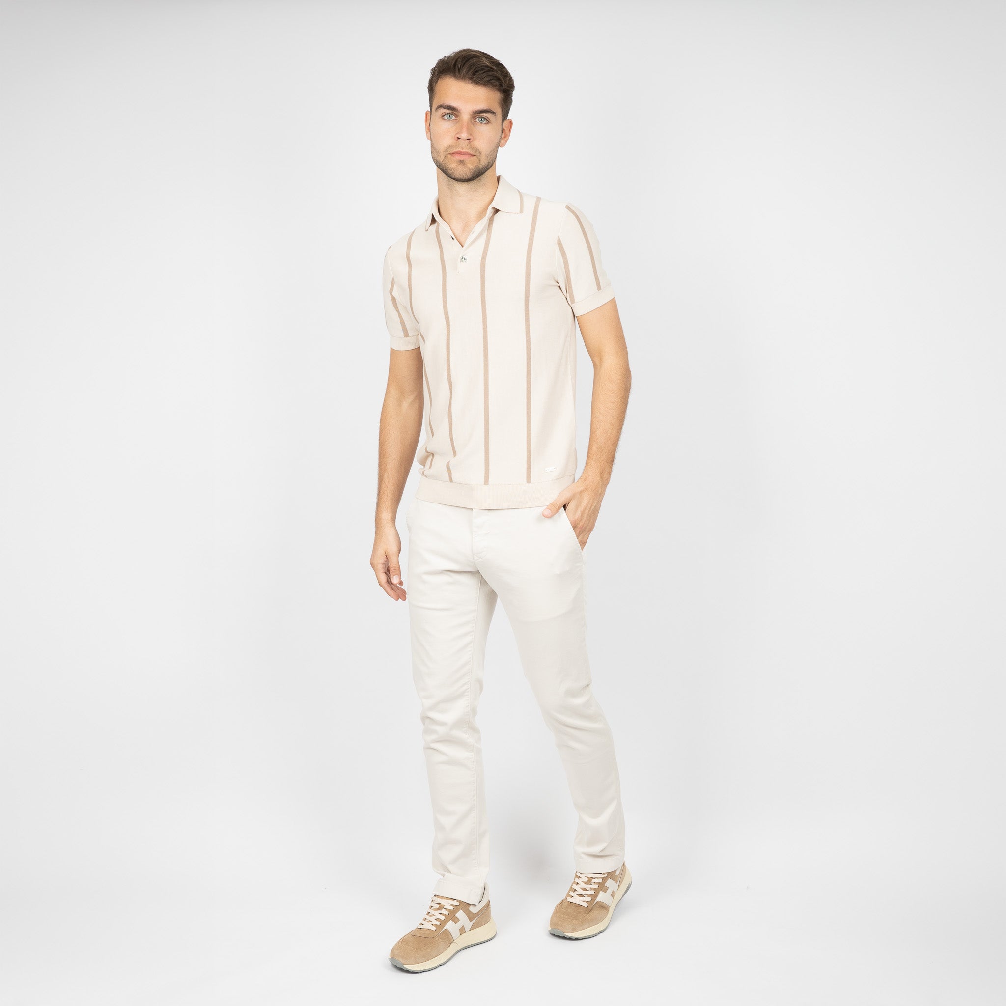 SEVEN DIALS Gebreide Polo Crème | Rayan