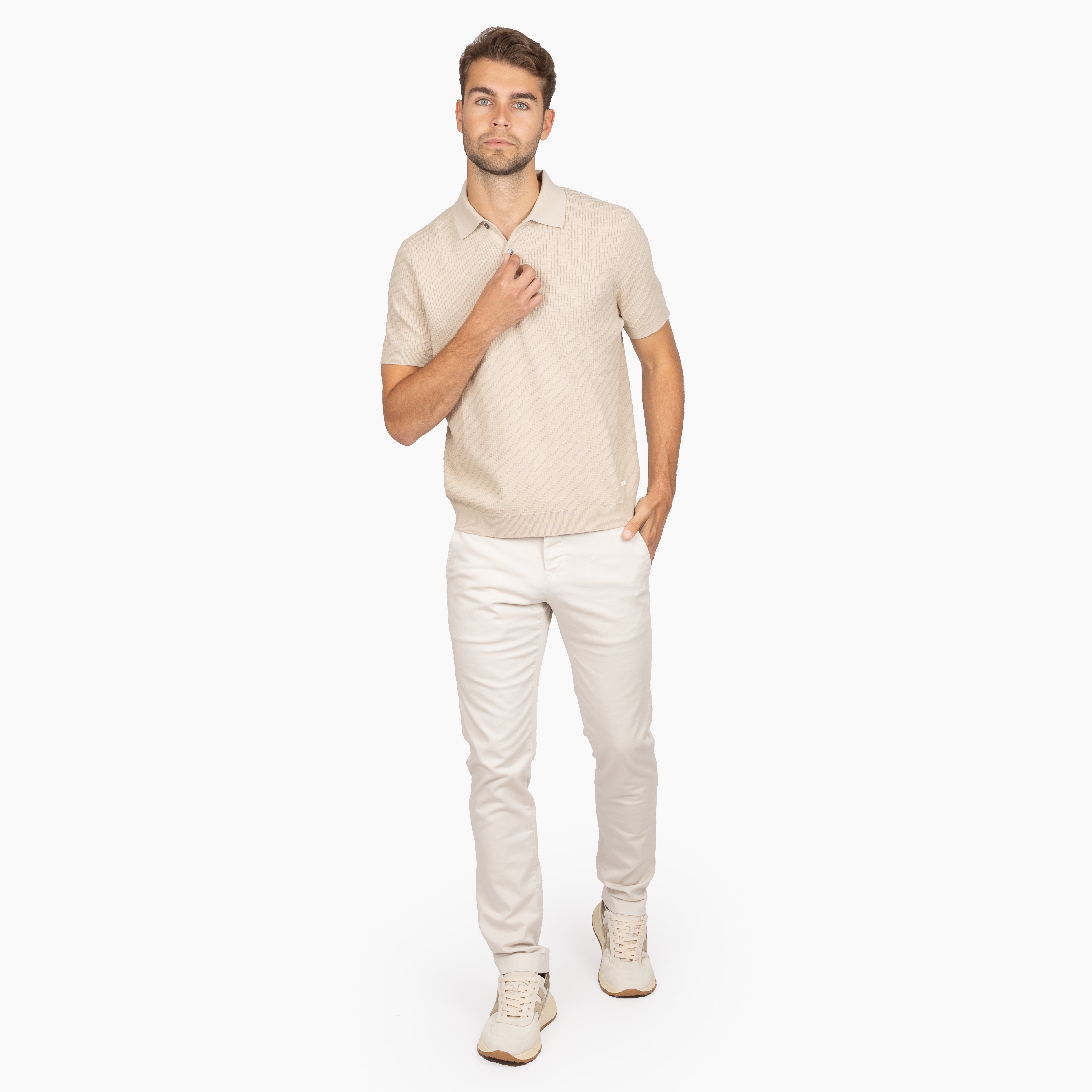 SEVEN DIALS Gebreide Polo Beige | Adrin
