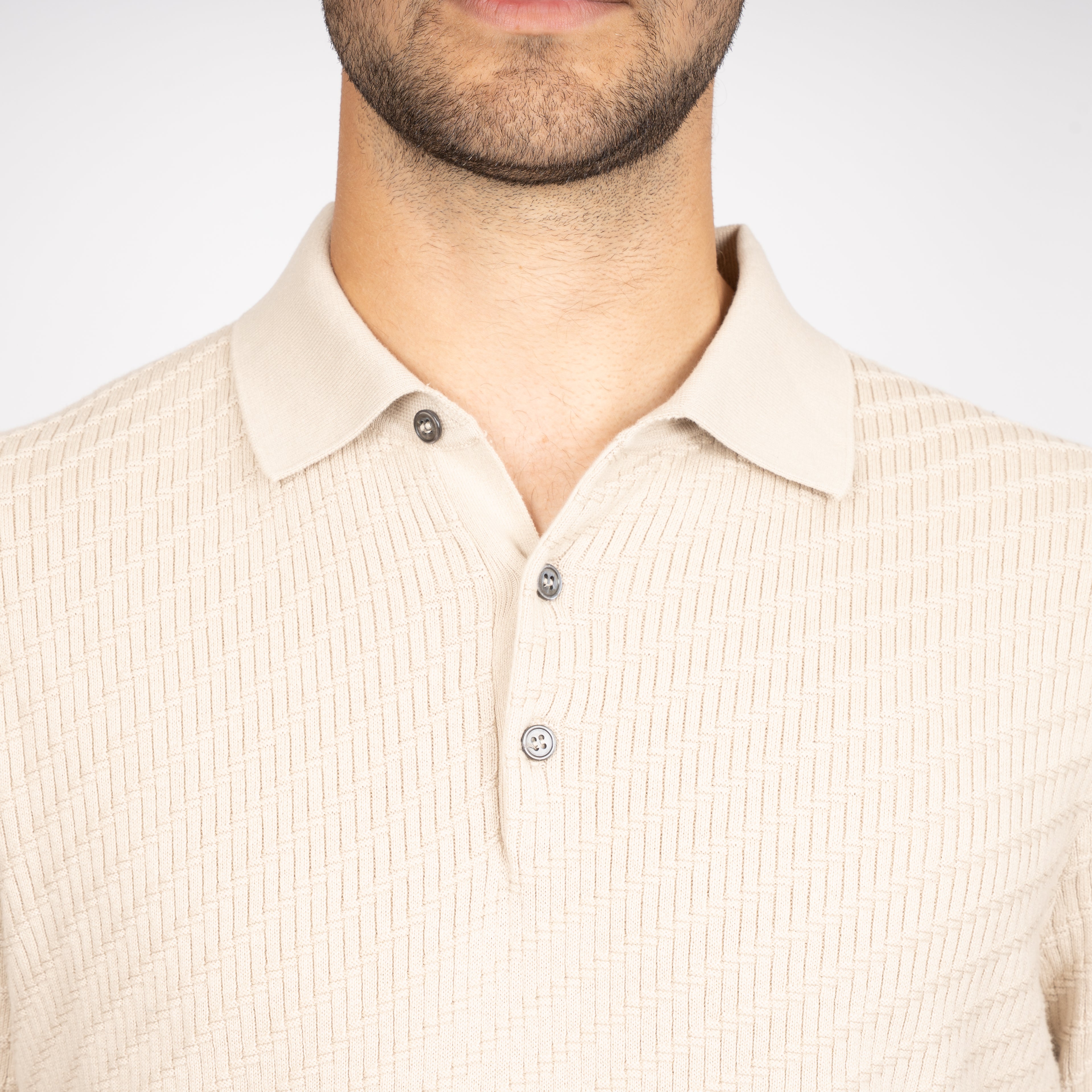 SEVEN DIALS Gebreide Polo Beige | Adrin