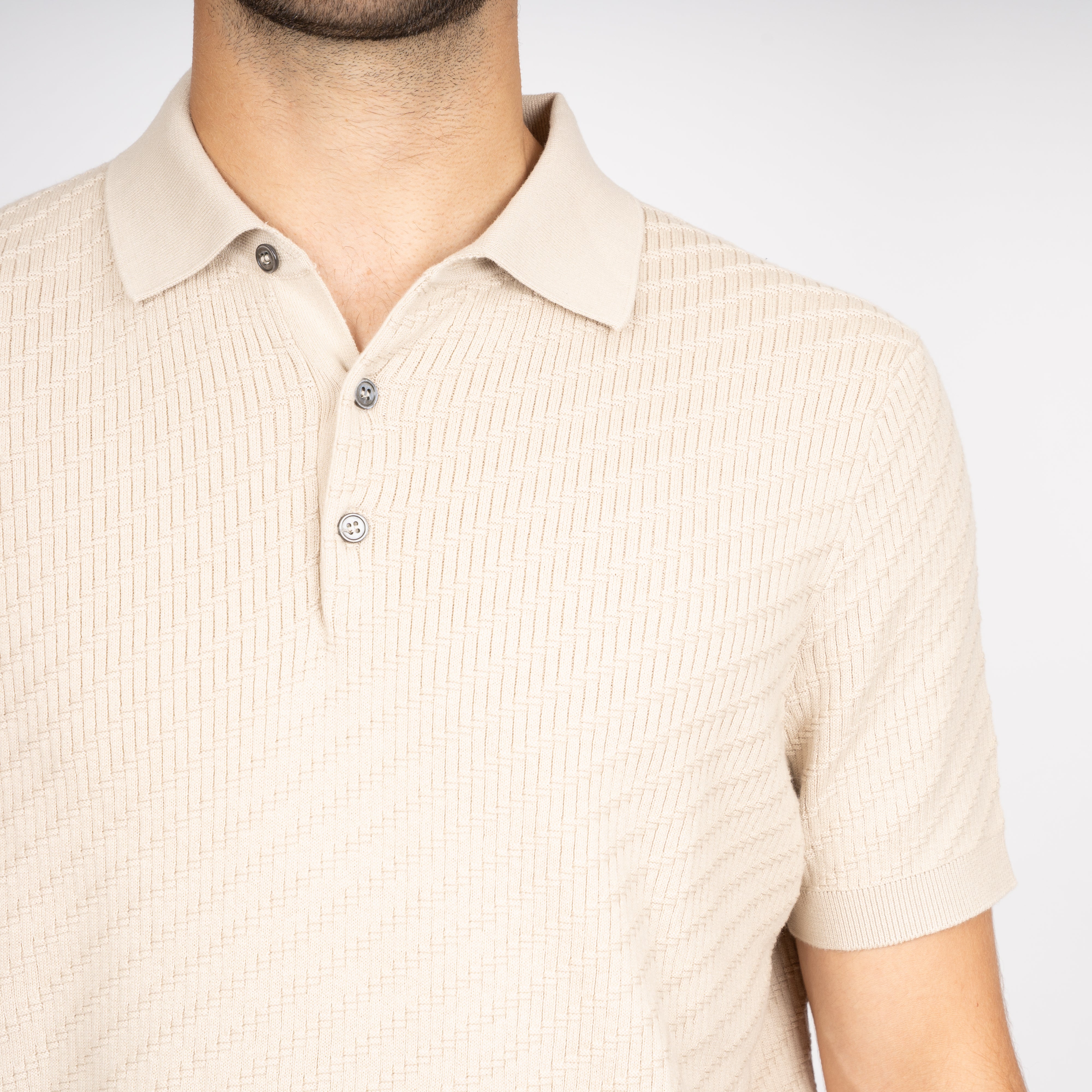 SEVEN DIALS Gebreide Polo Beige | Adrin