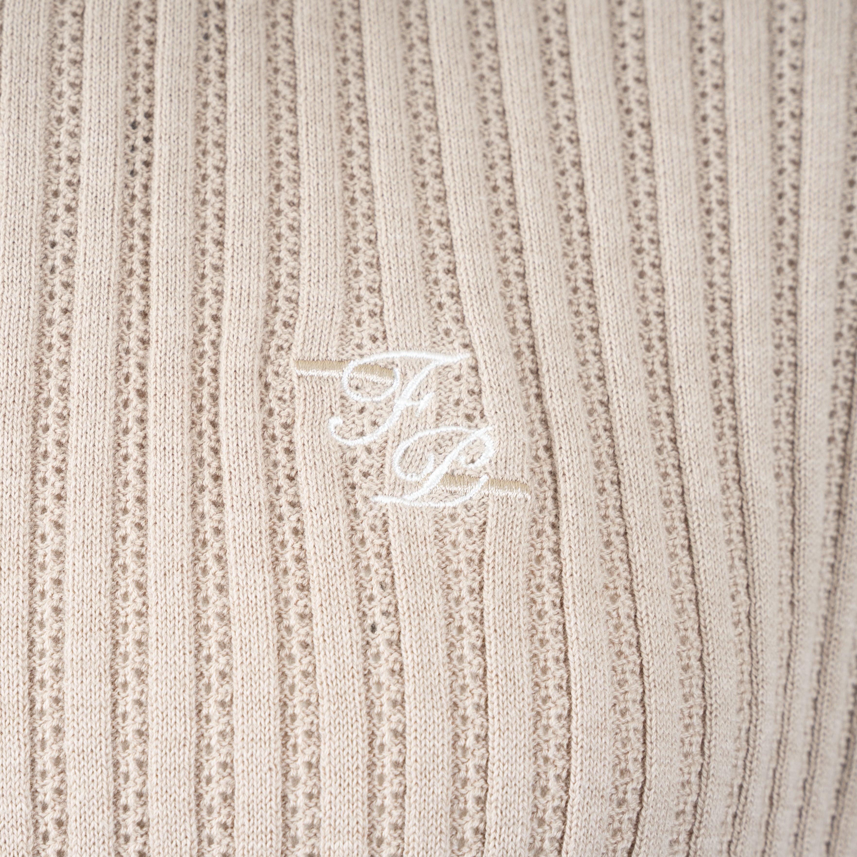 Filling Pieces Gebreide Polo Beige | Knit Polo Boucle
