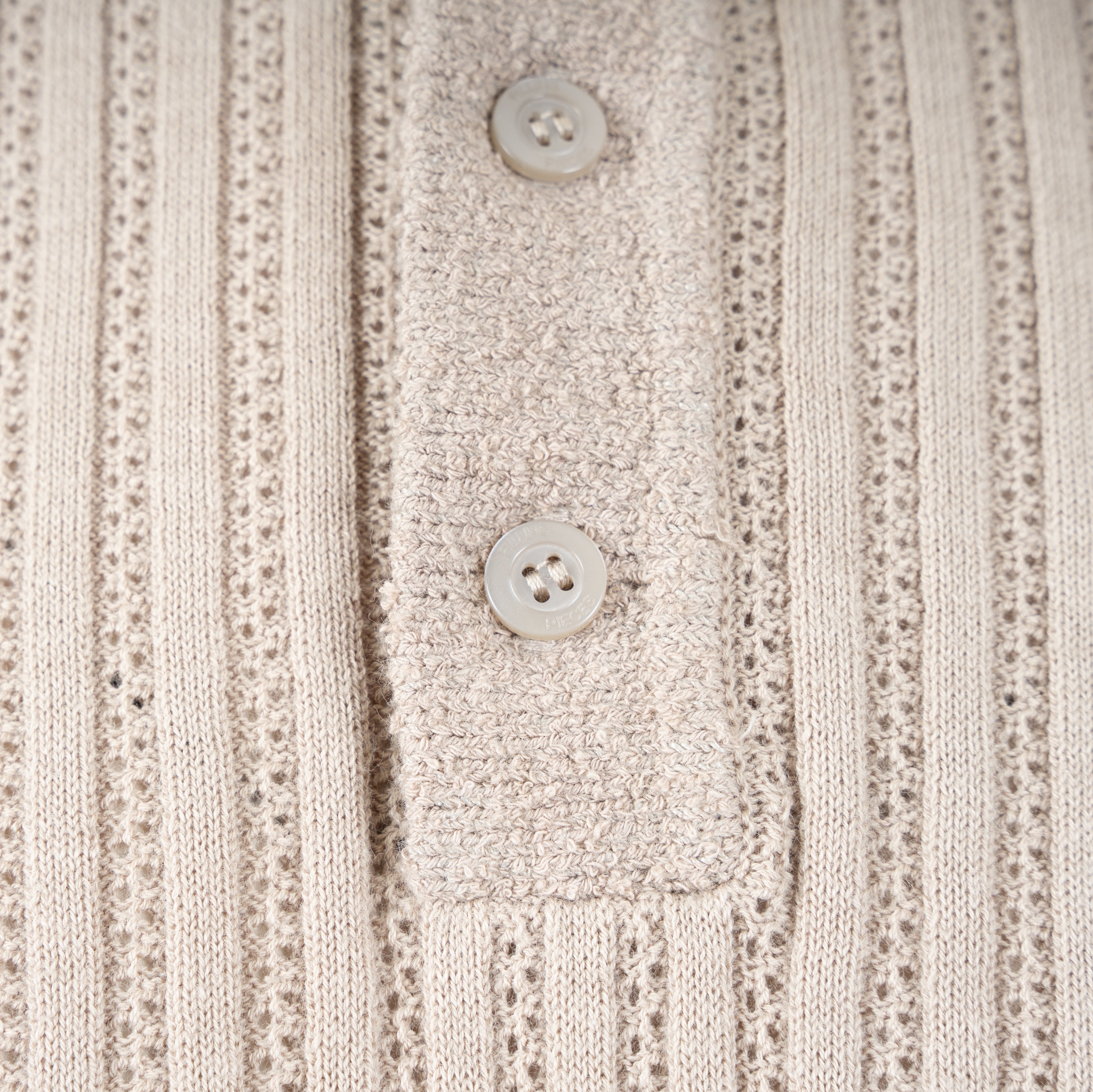 Filling Pieces Gebreide Polo Beige | Knit Polo Boucle
