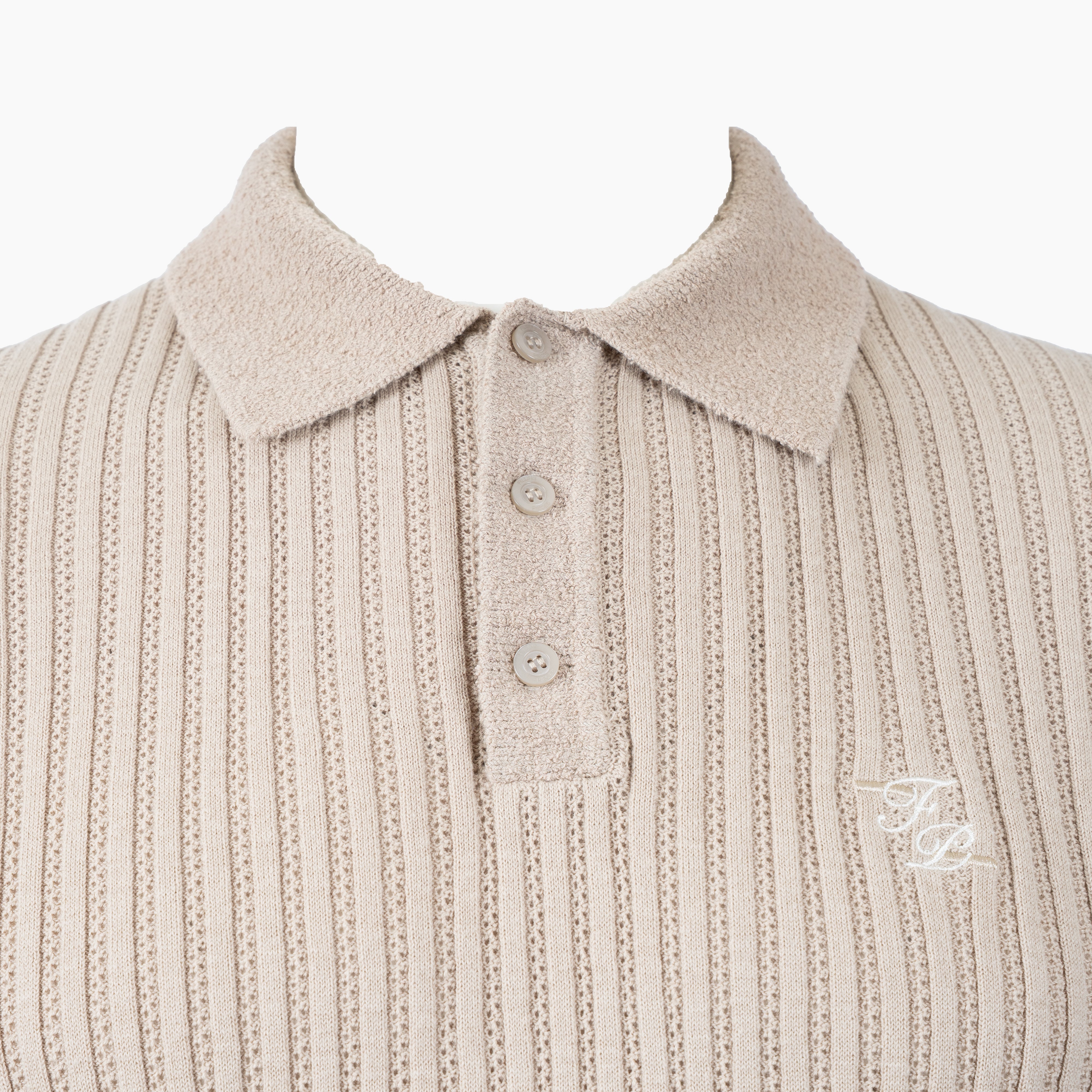 Filling Pieces Gebreide Polo Beige | Knit Polo Boucle
