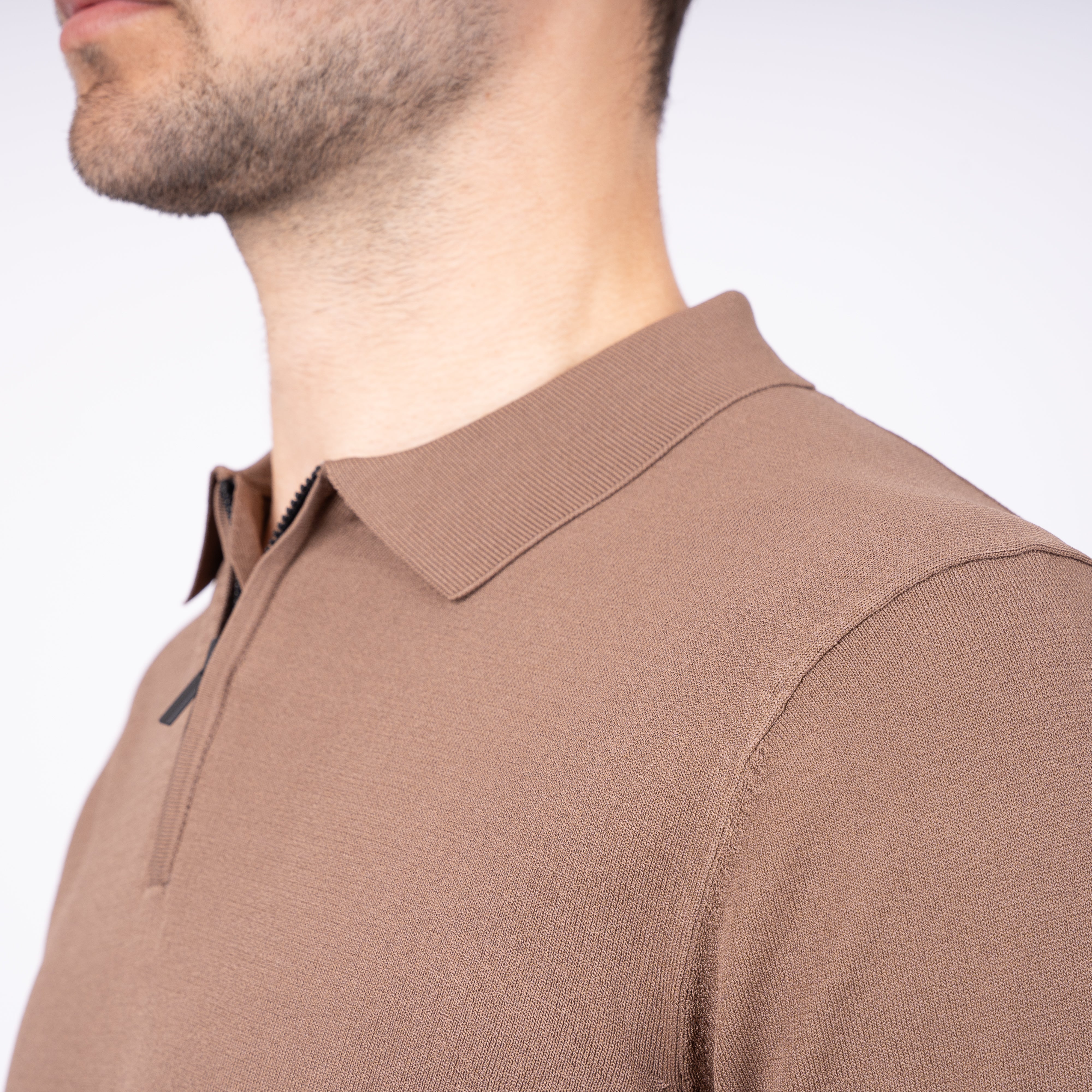 SEVEN DIALS Technische Polo met Rits Roestbruin | Osric