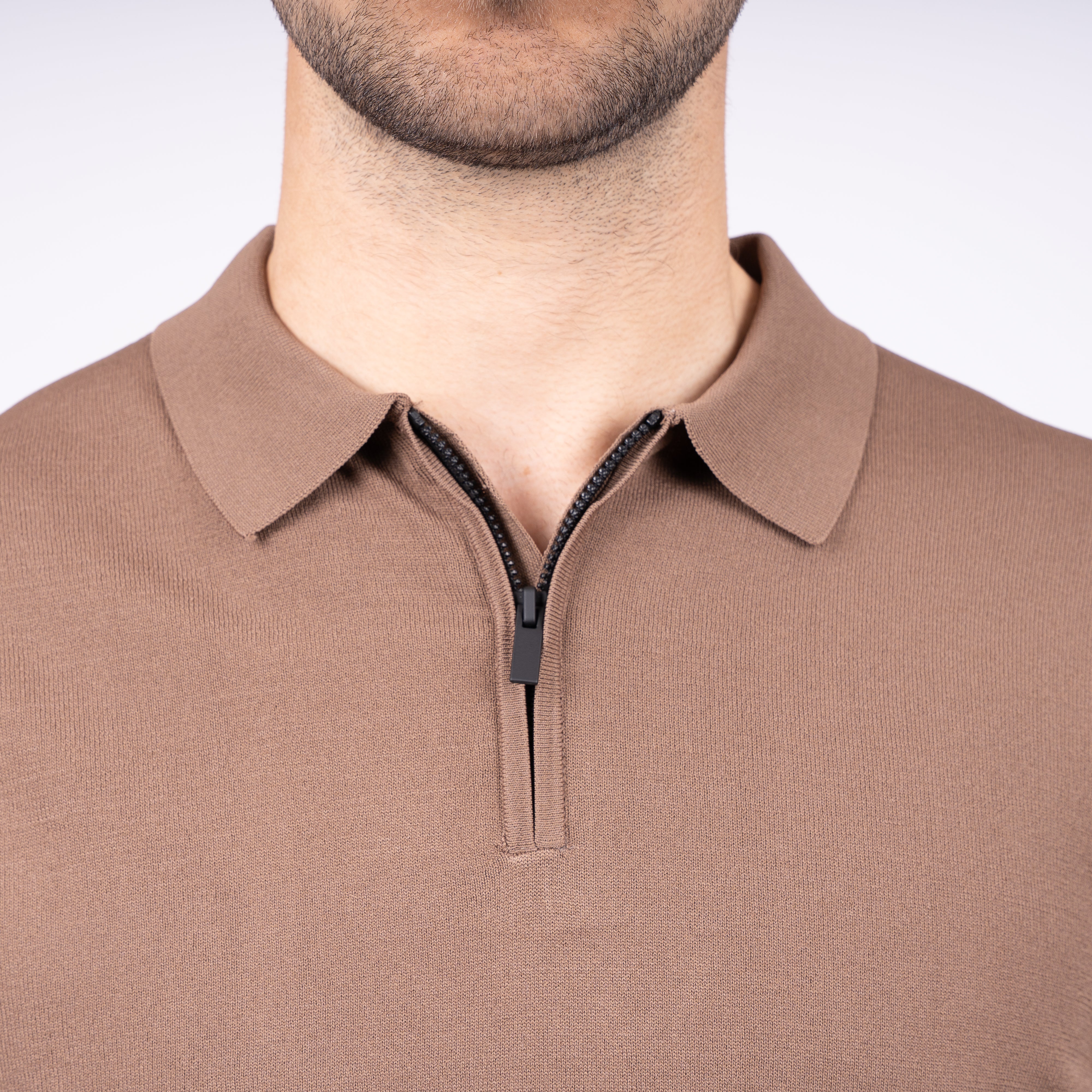 SEVEN DIALS Technische Polo met Rits Roestbruin | Osric