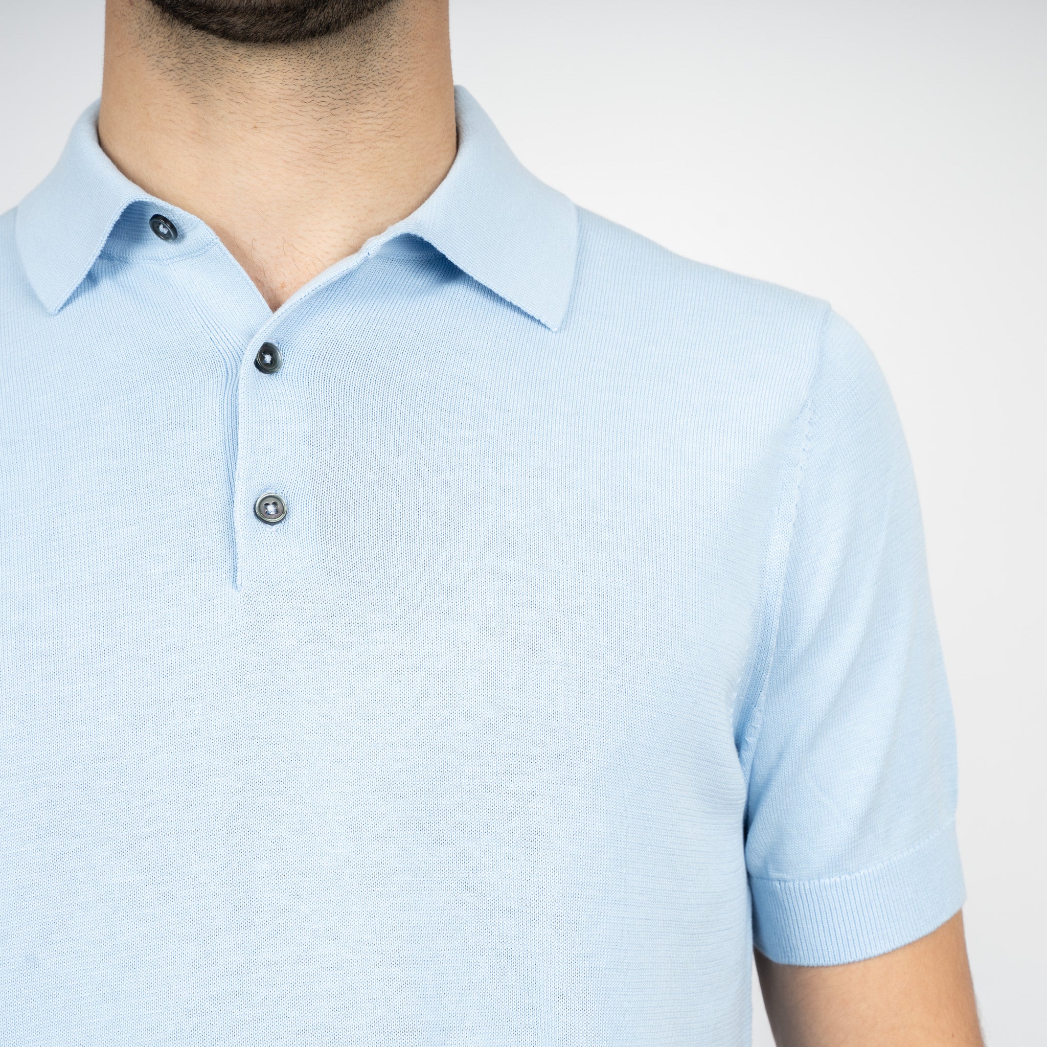 SEVEN DIALS Gebreide Polo Lichtblauw | Fillin