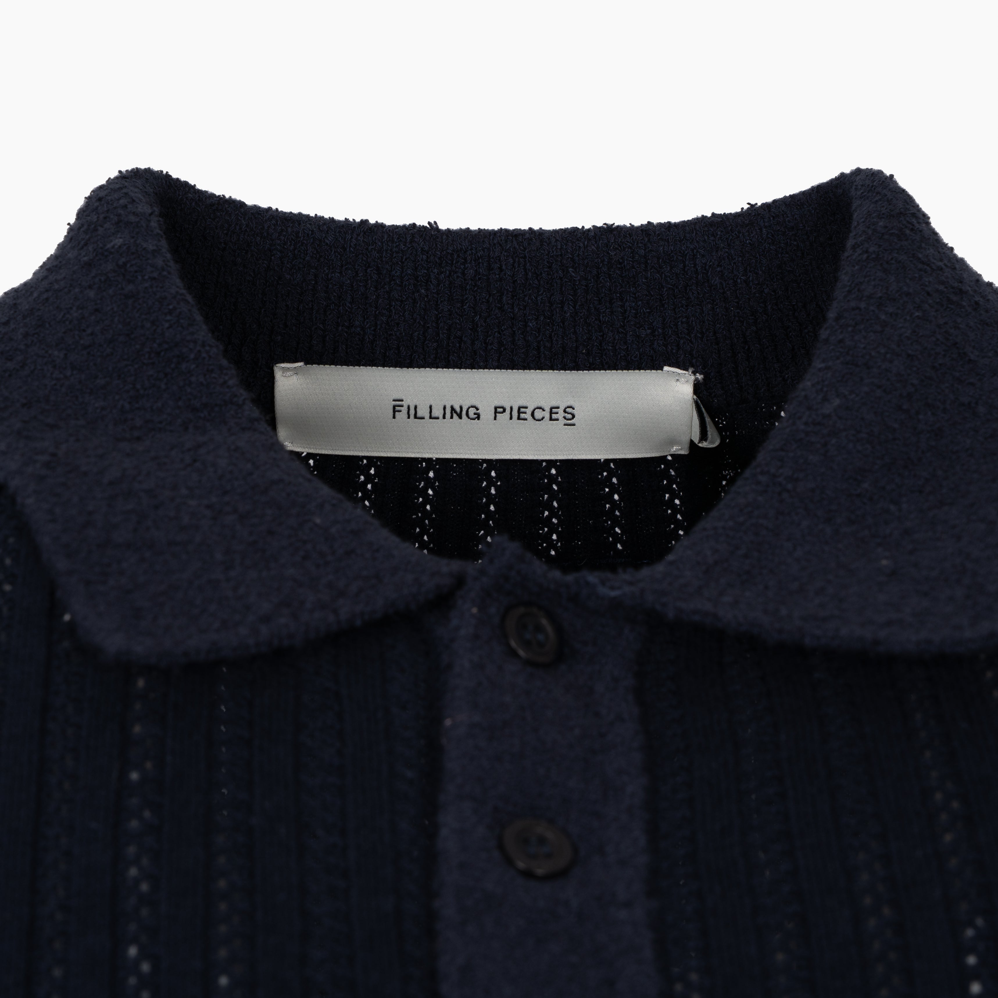 Filling Pieces Gebreide Polo Blauw | Knit Polo Boucle
