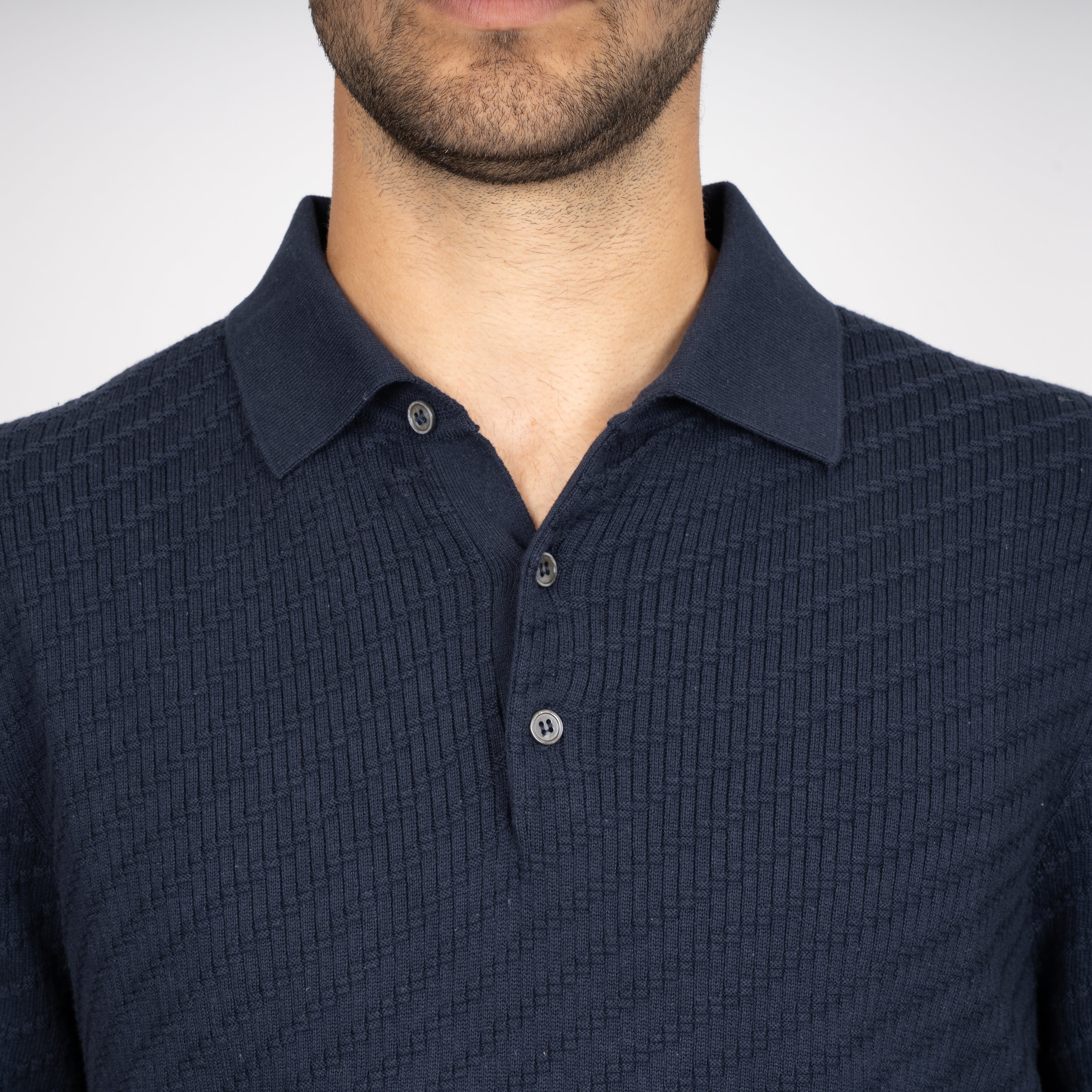 SEVEN DIALS Gebreide Polo Blauw | Adrin