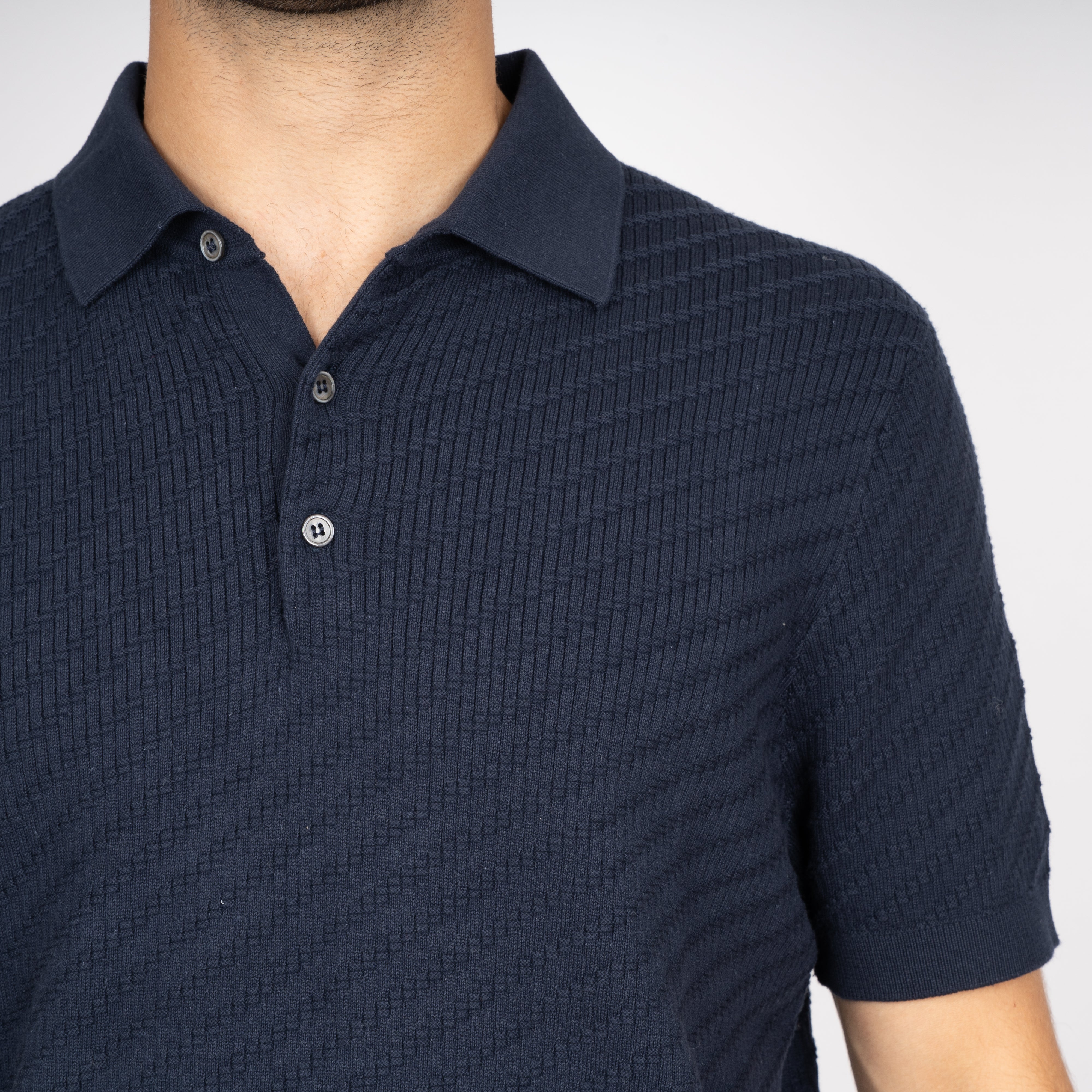 SEVEN DIALS Gebreide Polo Blauw | Adrin
