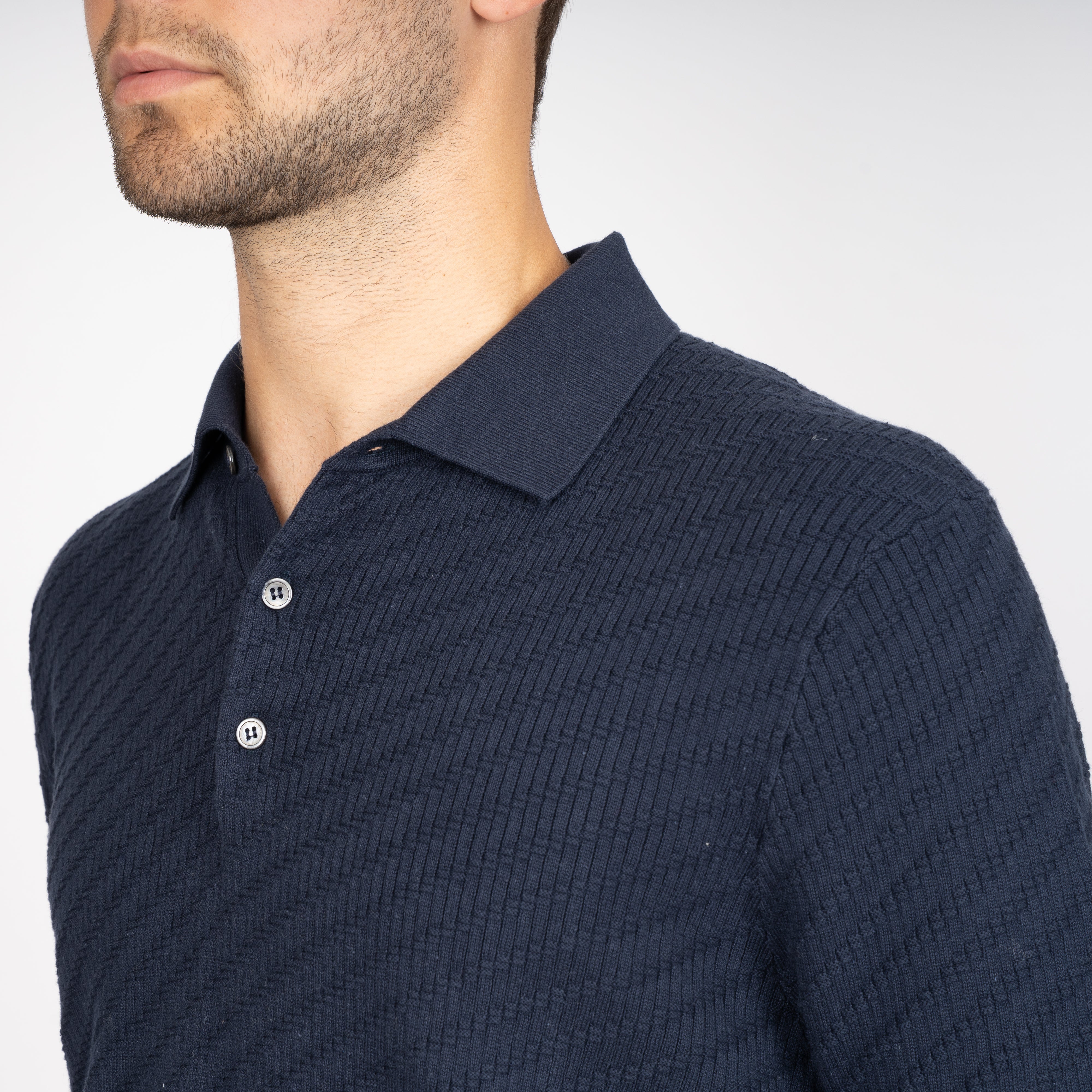 SEVEN DIALS Gebreide Polo Blauw | Adrin