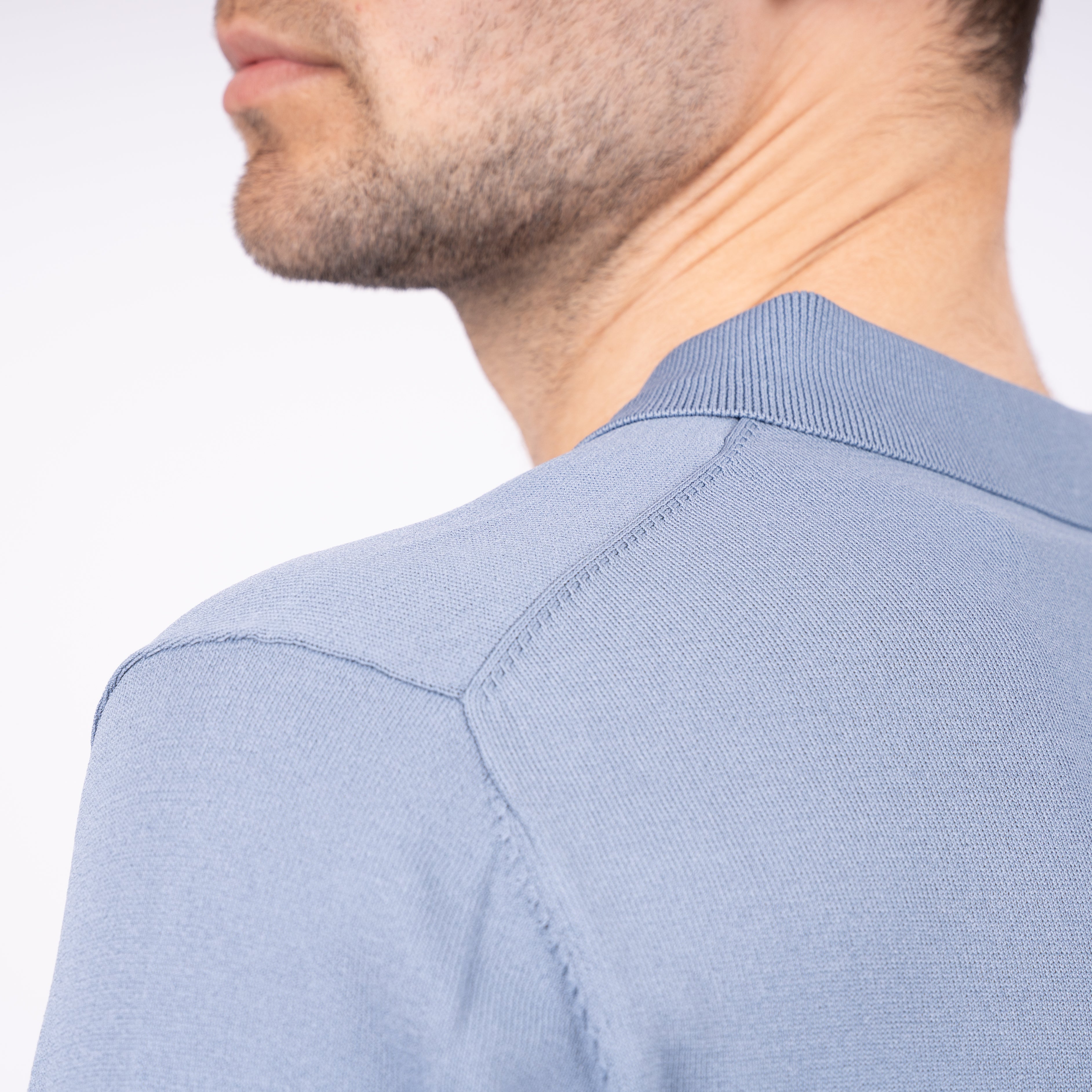 SEVEN DIALS Technische Buttonless Polo Staalblauw | Hayden