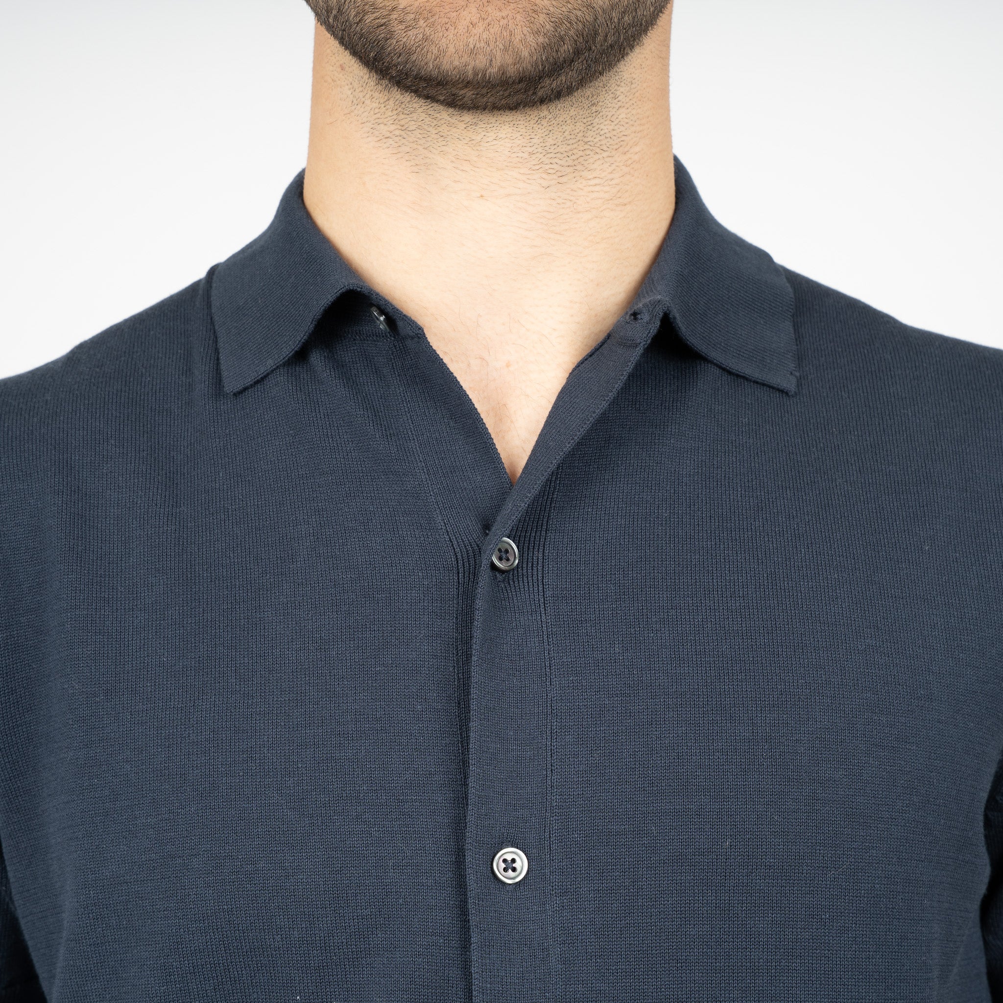 SEVEN DIALS Gebreide Doorknoop Polo Blauw | Rudy