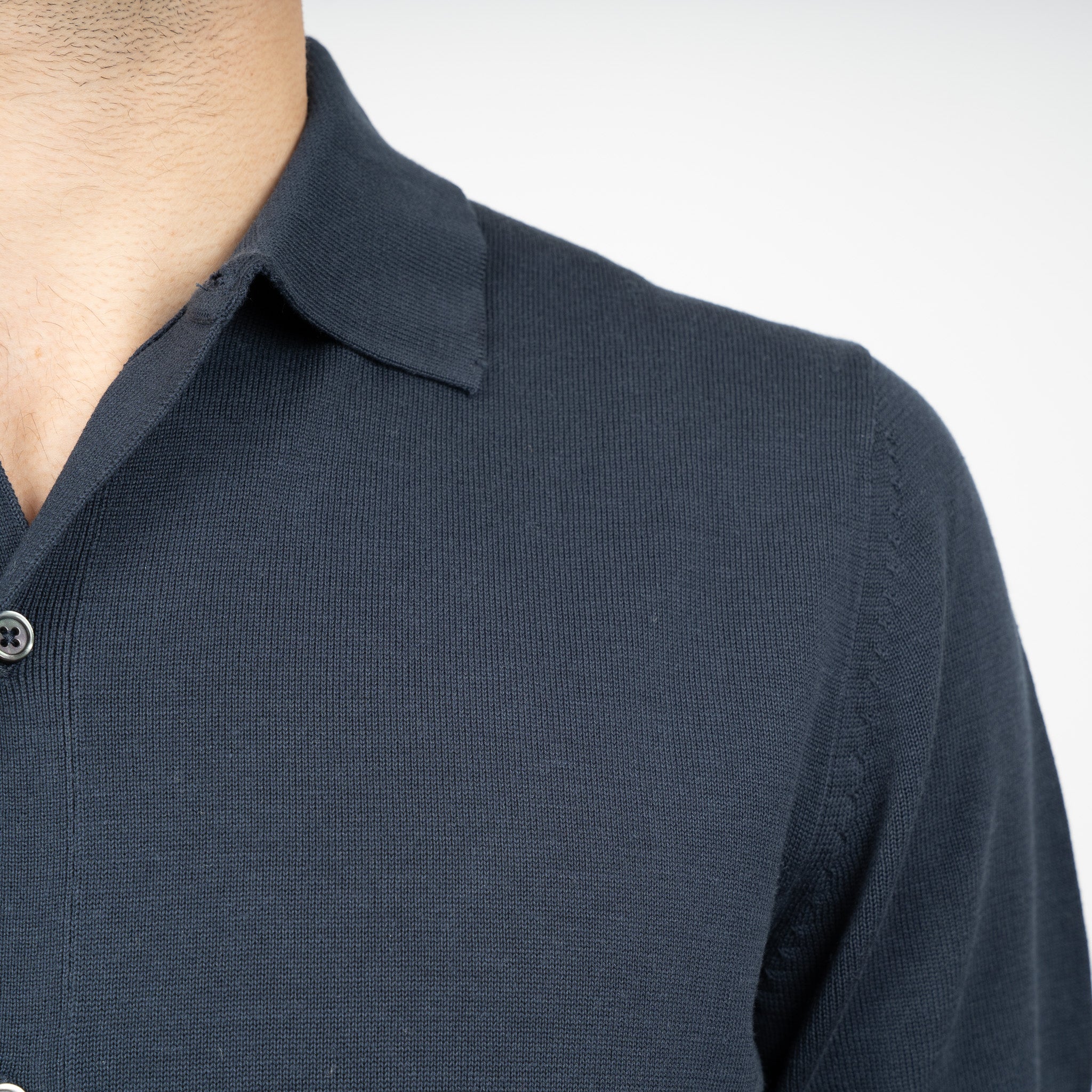 SEVEN DIALS Gebreide Doorknoop Polo Blauw | Rudy