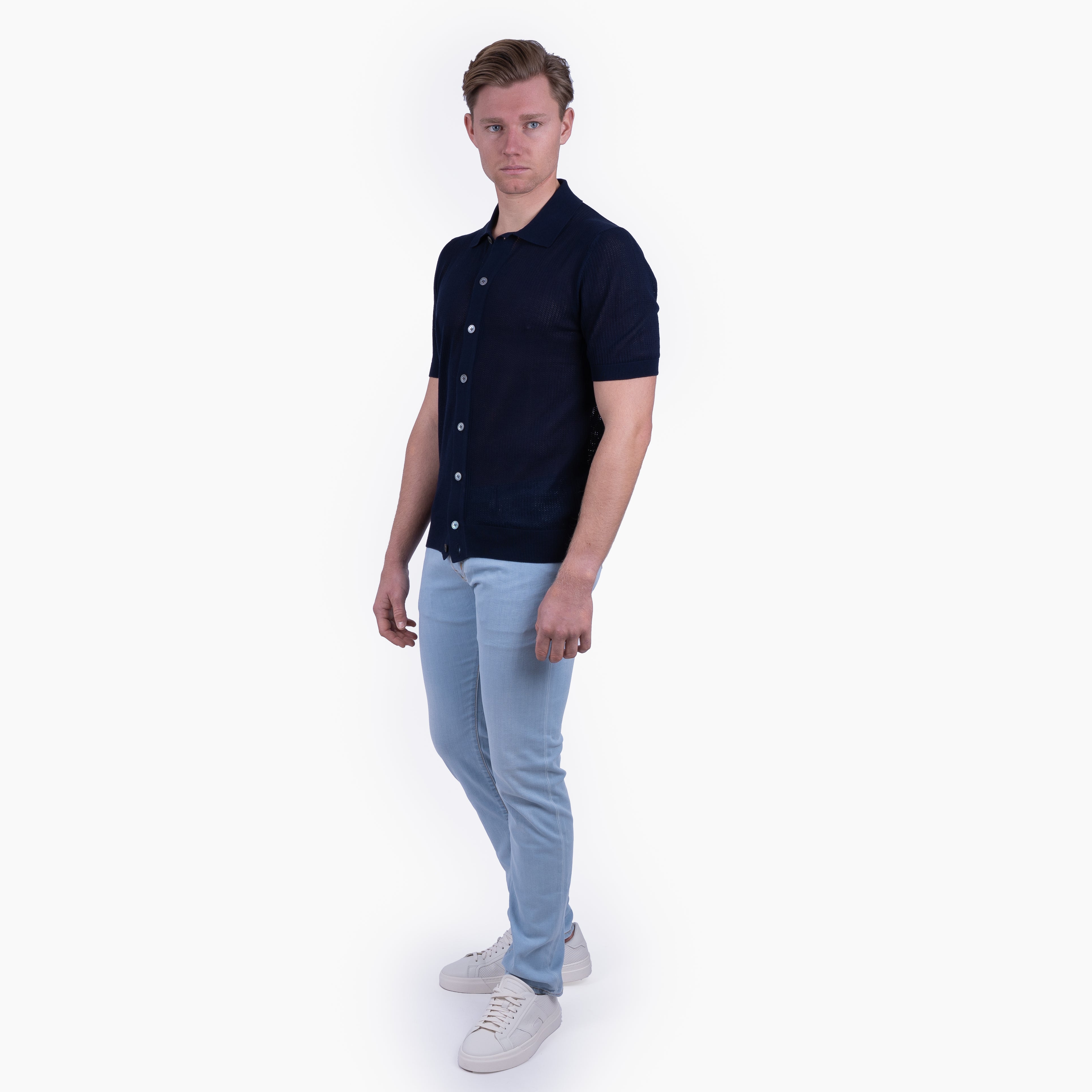 Gran Sasso Doorknoop Polo Blauw  | Fresh Cotton