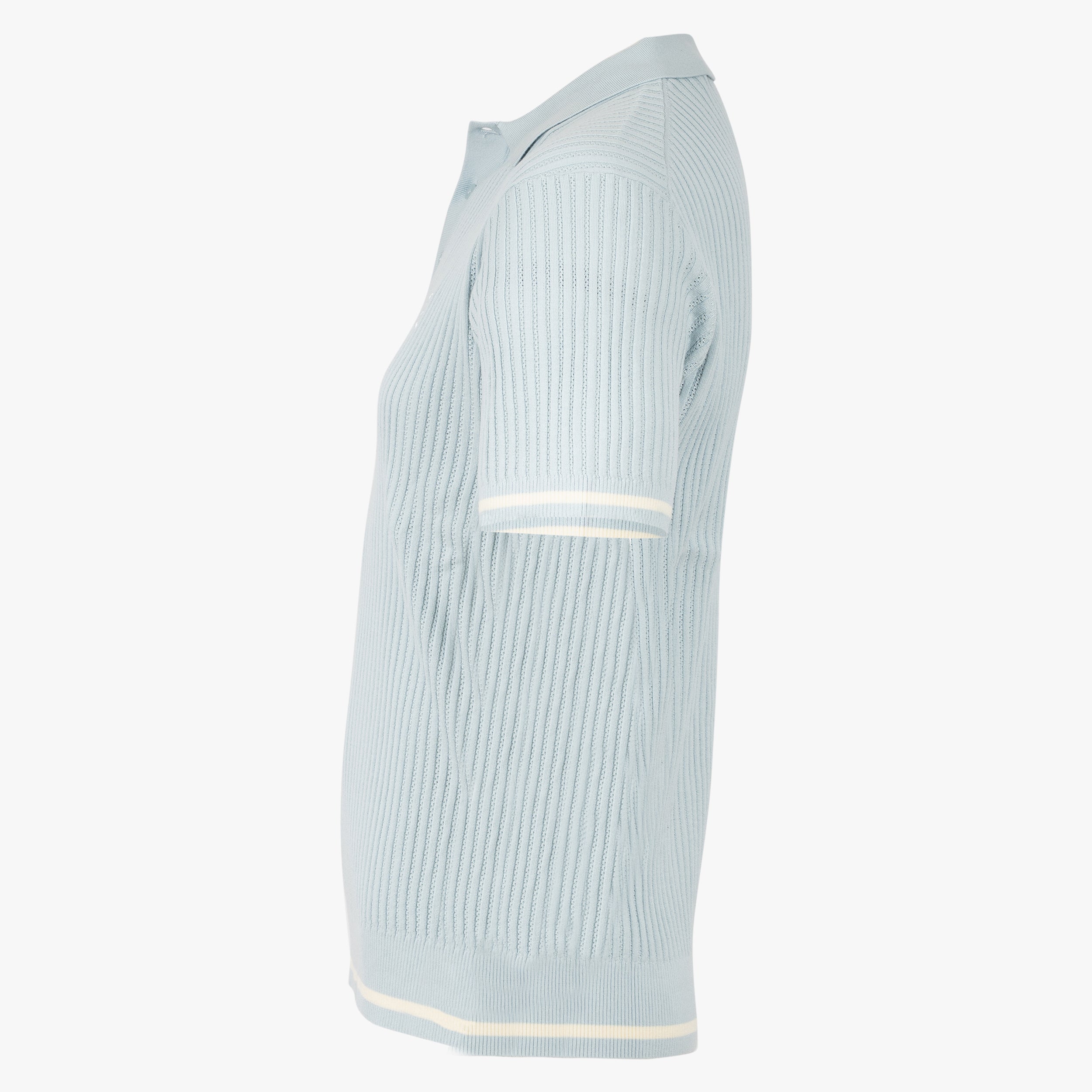 Filling Pieces Gebreide Polo Lichtblauw | Fine Knit