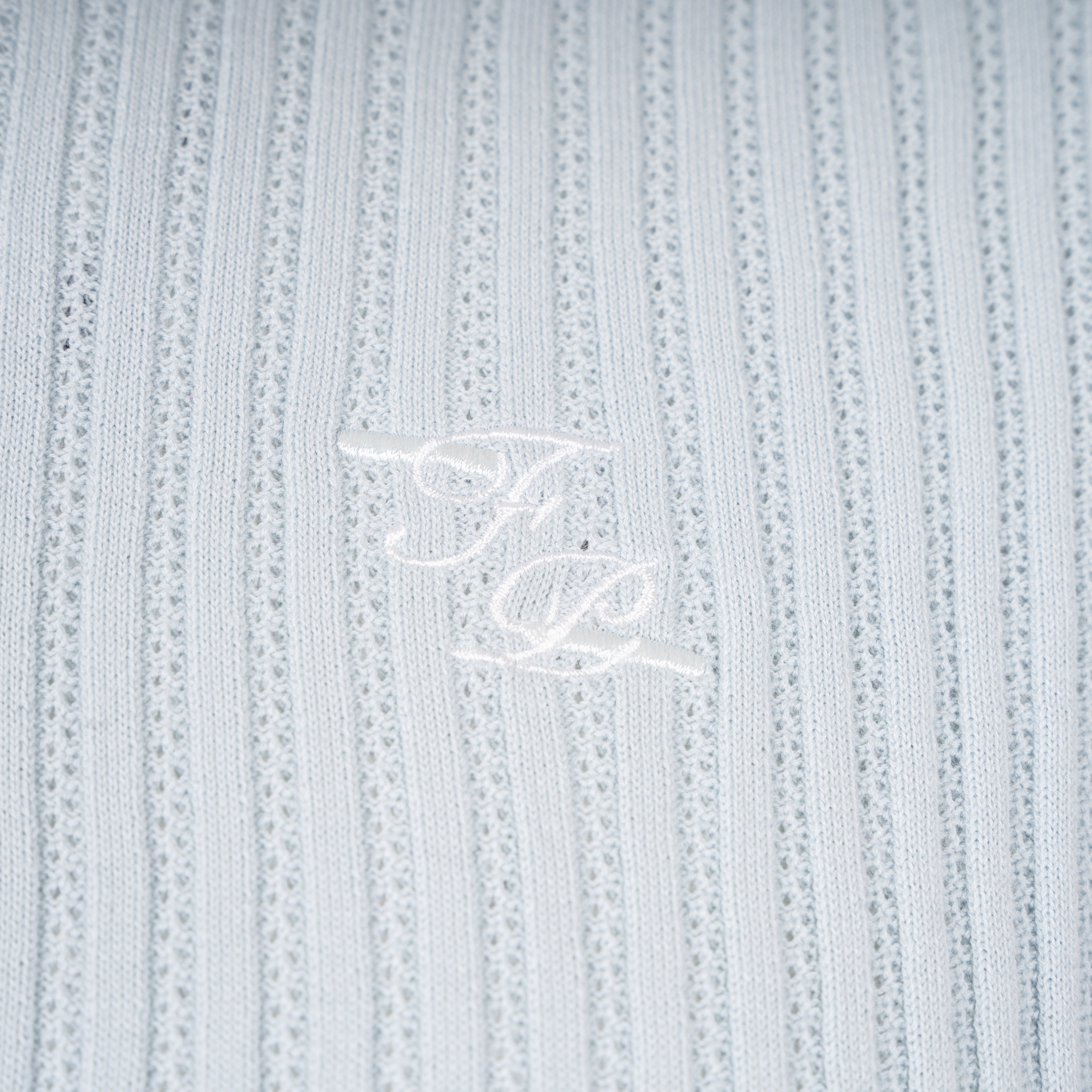 Filling Pieces Gebreide Polo Lichtblauw | Fine Knit