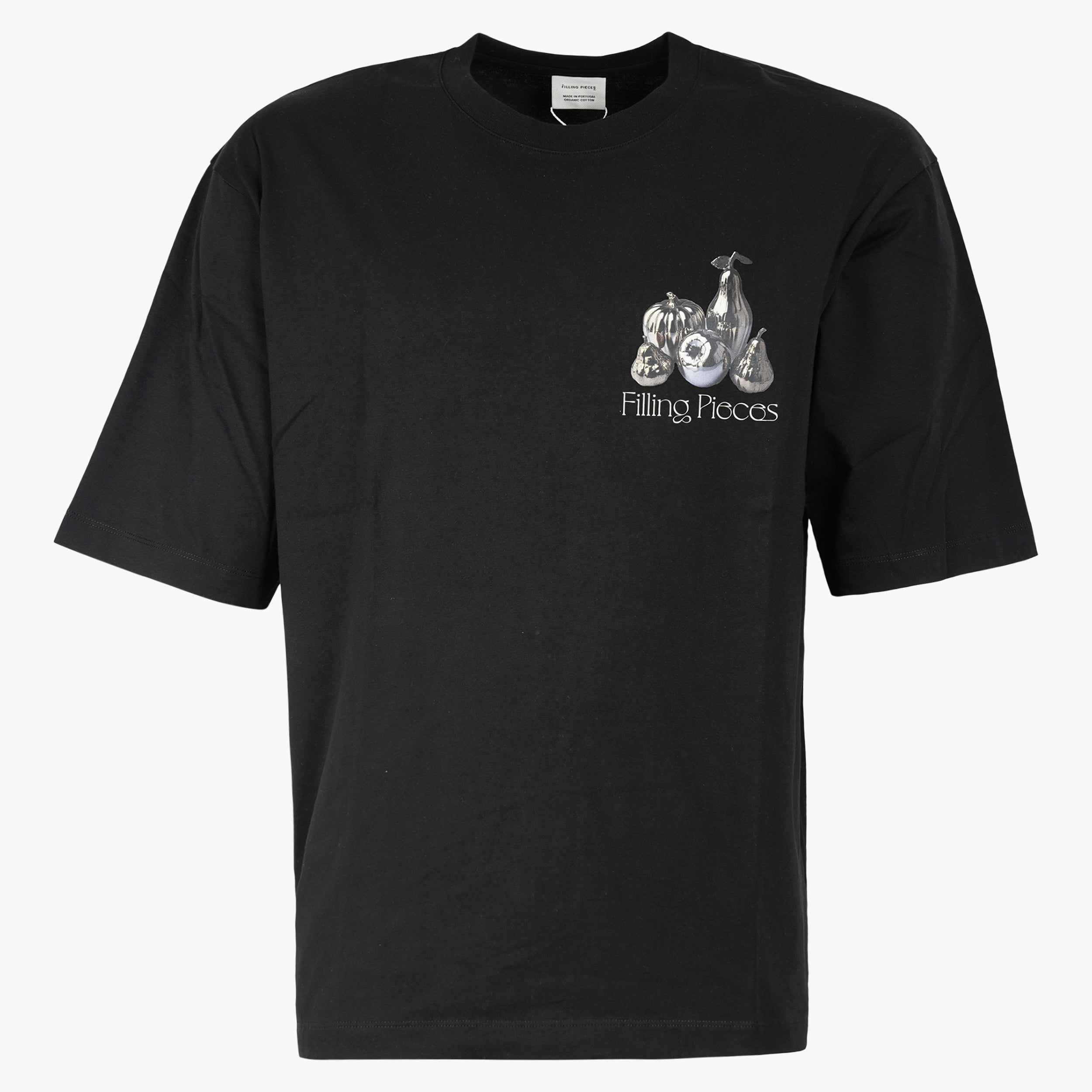 Filling Pieces T-Shirt Backprint Zwart | Boxy Chrome Fruit