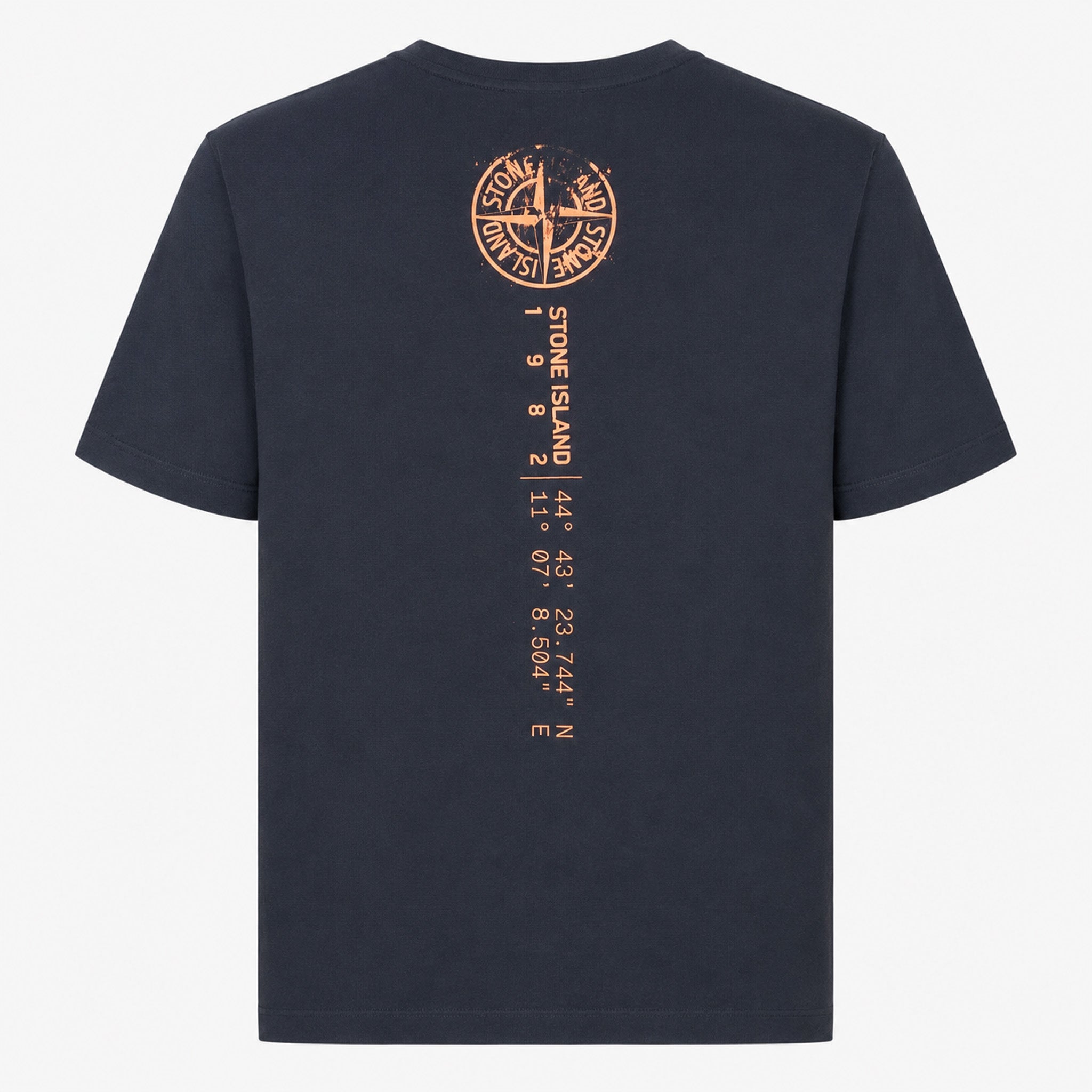 Stone Island T-Shirt Backprint Zwart | Vertical Placement Print