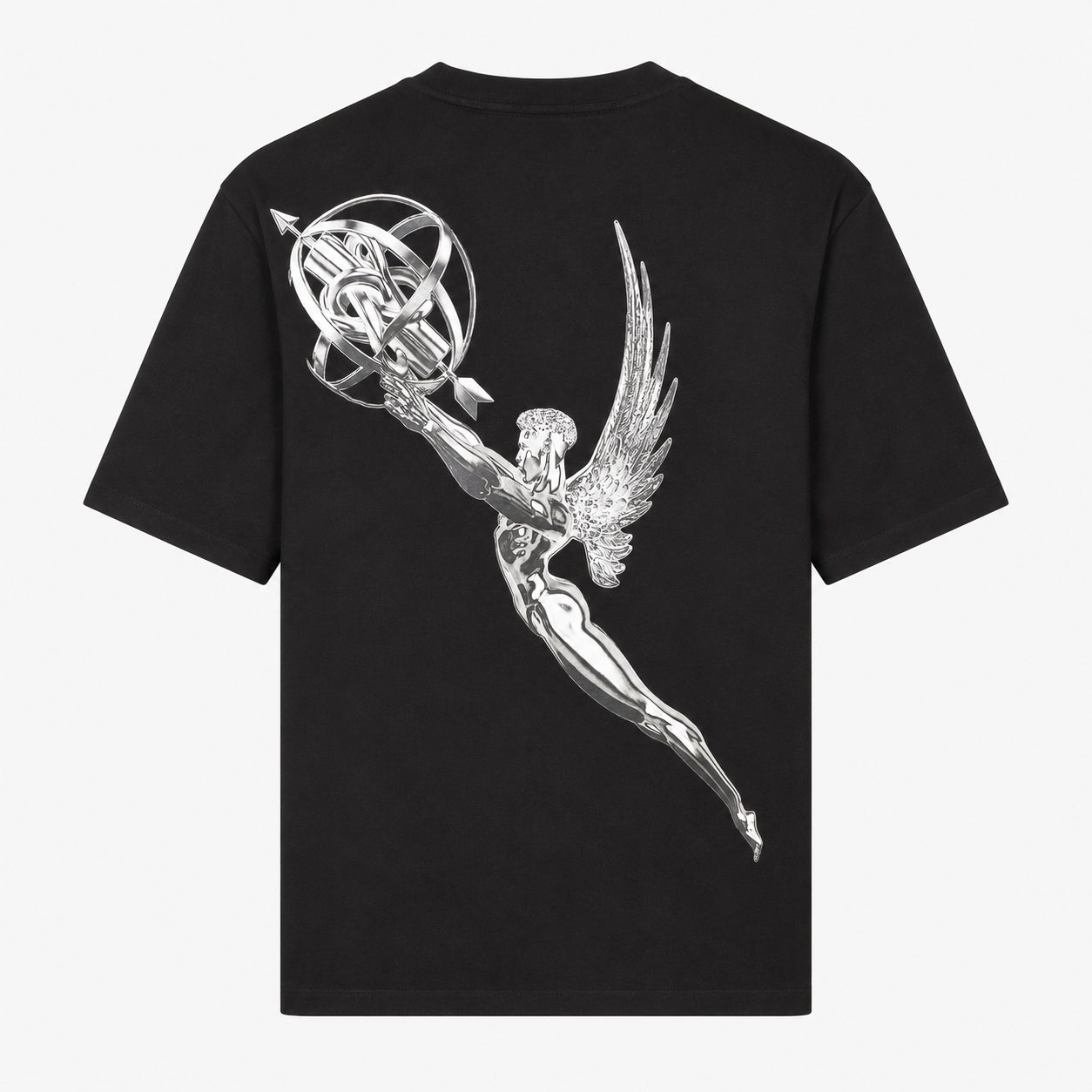 Filling Pieces T-Shirt Backprint Zwart | Boxy Chrome Trophy Black