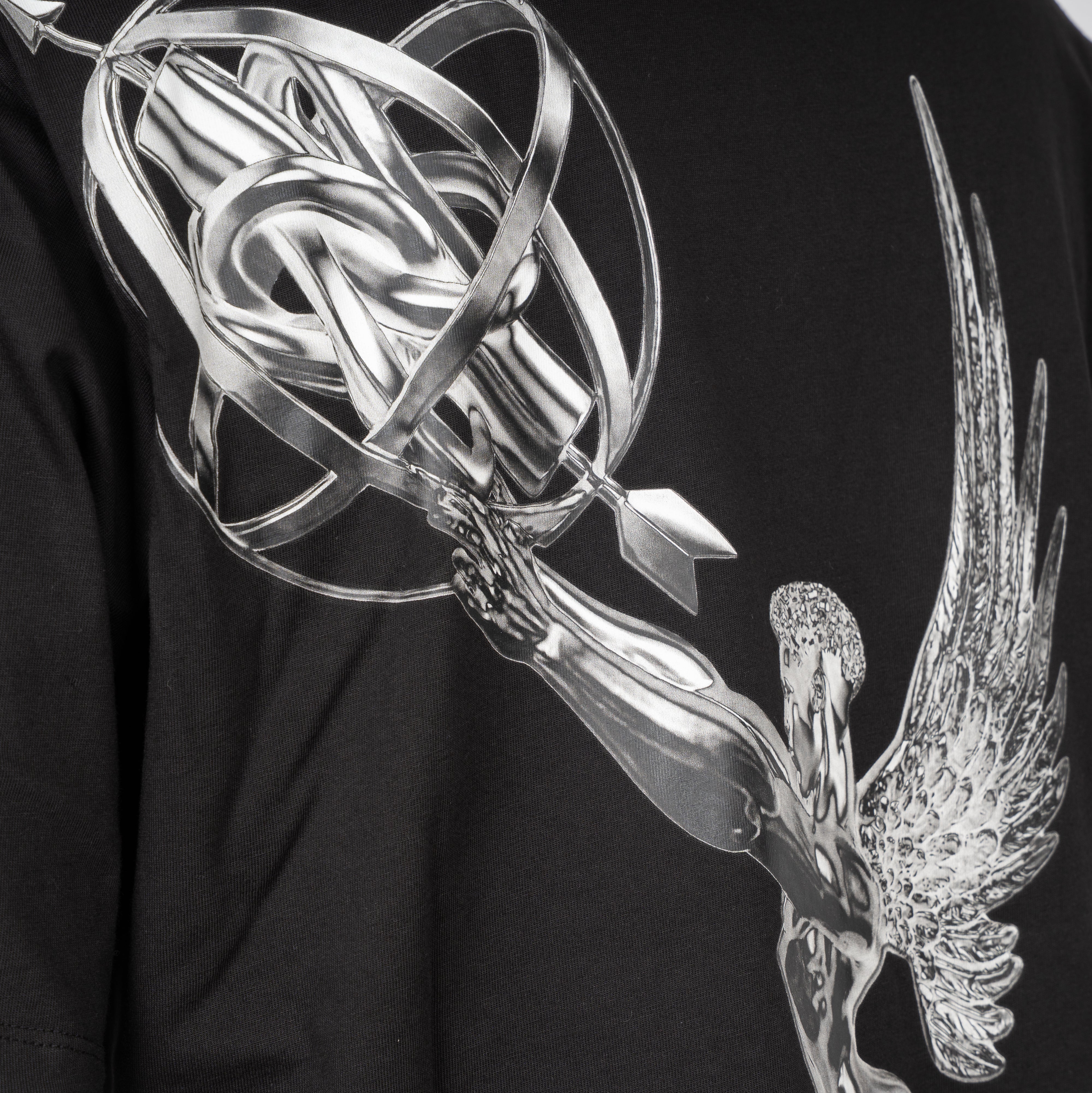 Filling Pieces T-Shirt Backprint Zwart | Boxy Chrome Trophy Black