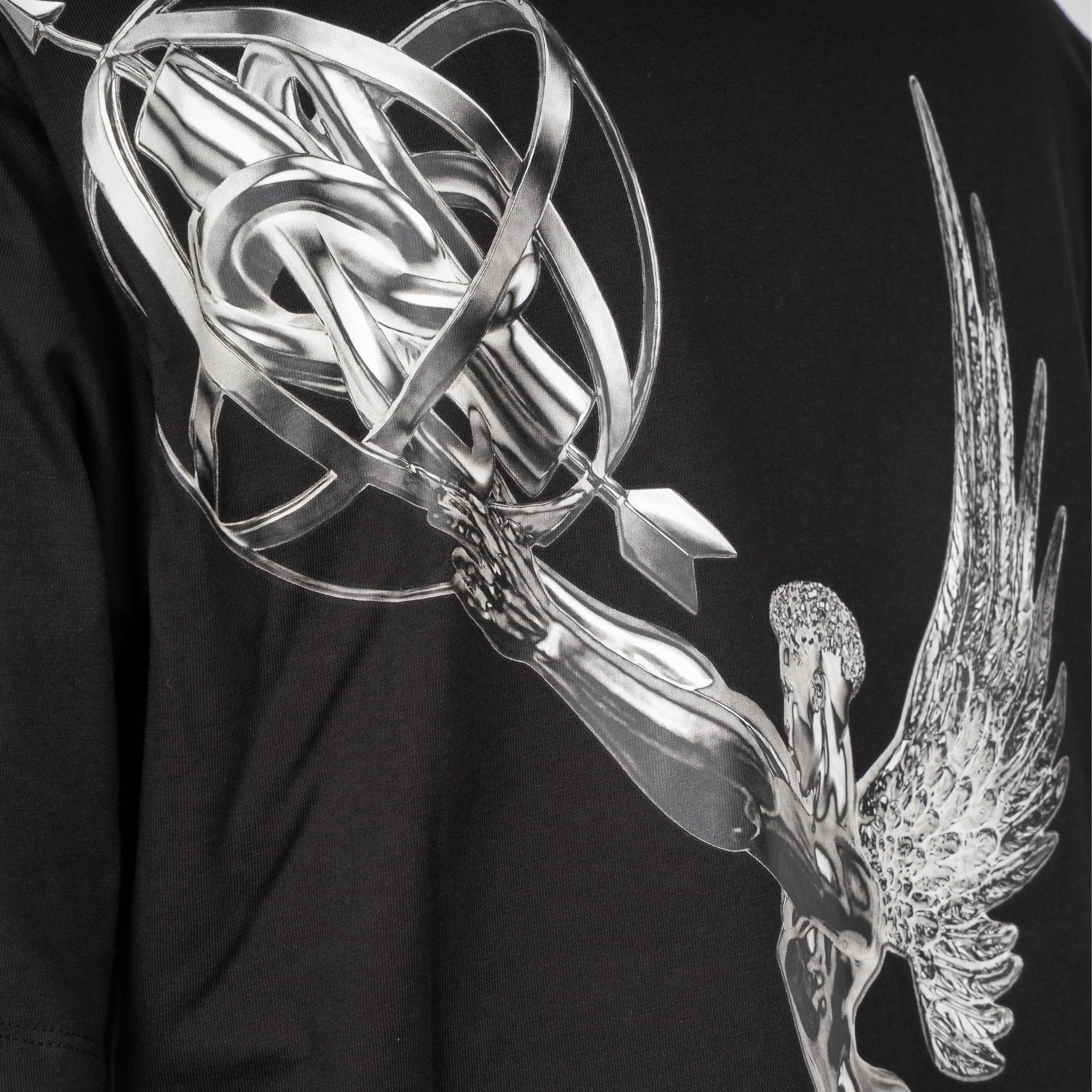 Filling Pieces T-Shirt Backprint Zwart | Boxy Chrome Trophy Black