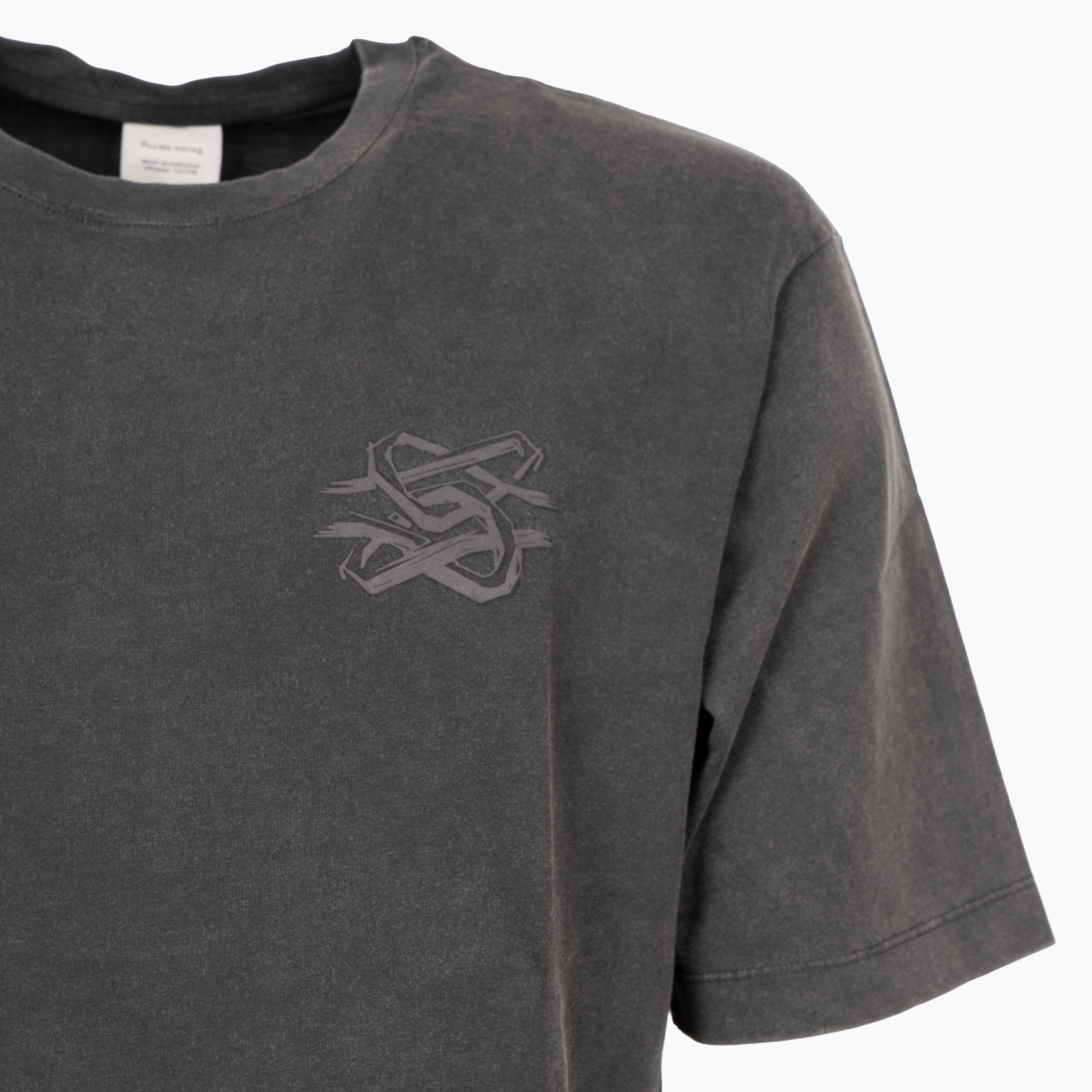Filling Pieces T-Shirt Backprint Verwassen Zwart | Boxy Bridge The Gap