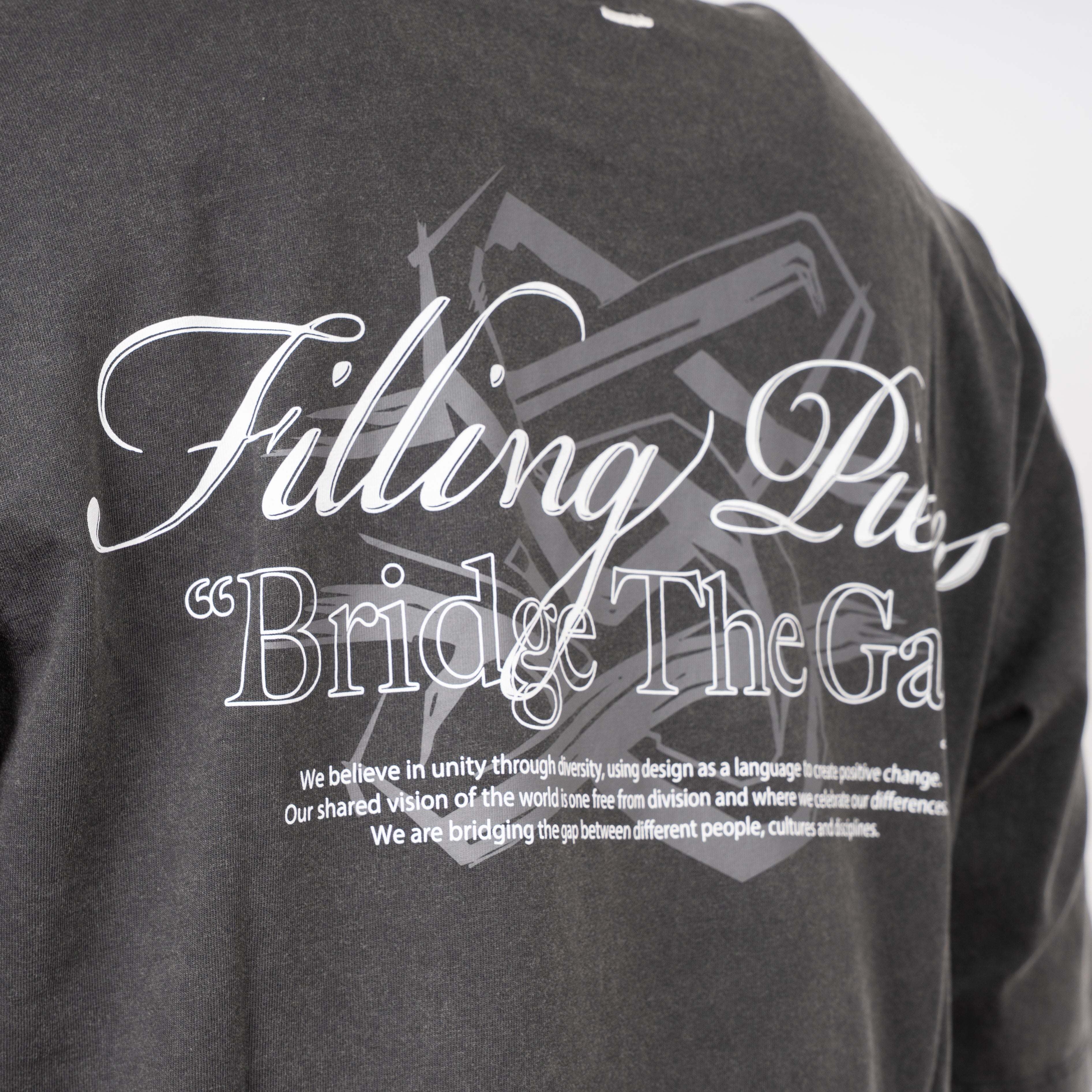 Filling Pieces T-Shirt Backprint Verwassen Zwart | Boxy Bridge The Gap