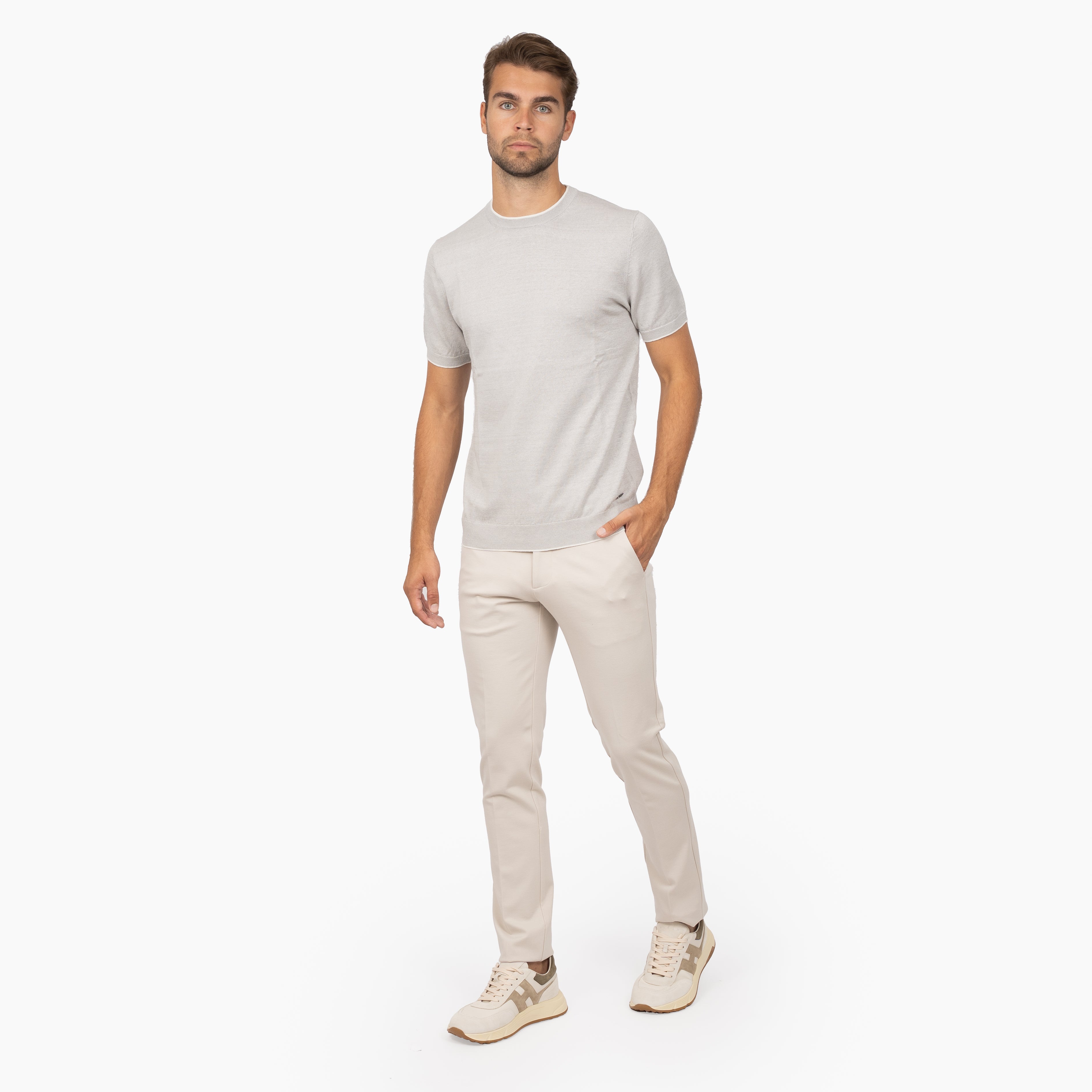SEVEN DIALS Gebreid T-Shirt Grijs | Bennet