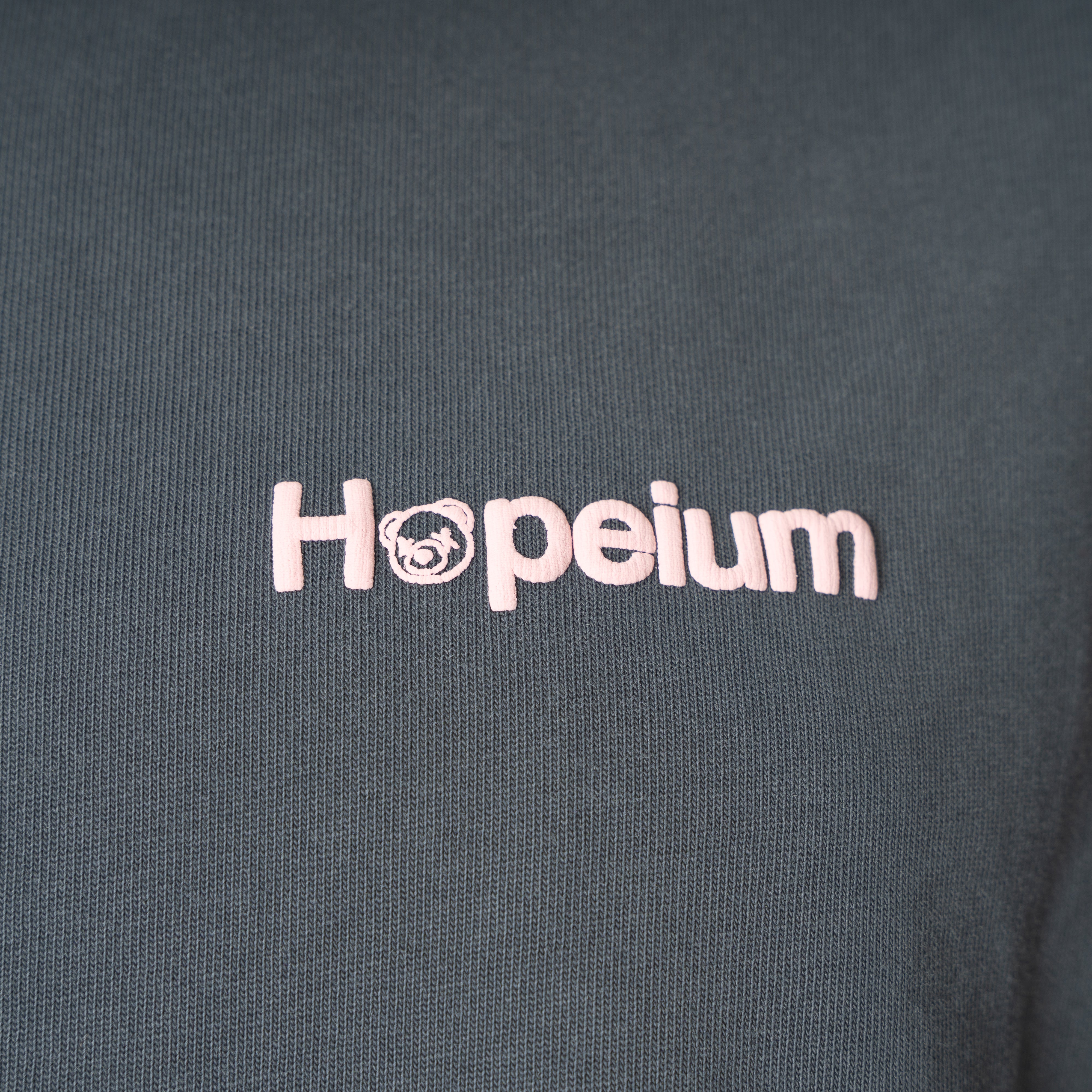 Hopeium T-Shirt Backprint Verwassen Grijs | Logo Tee