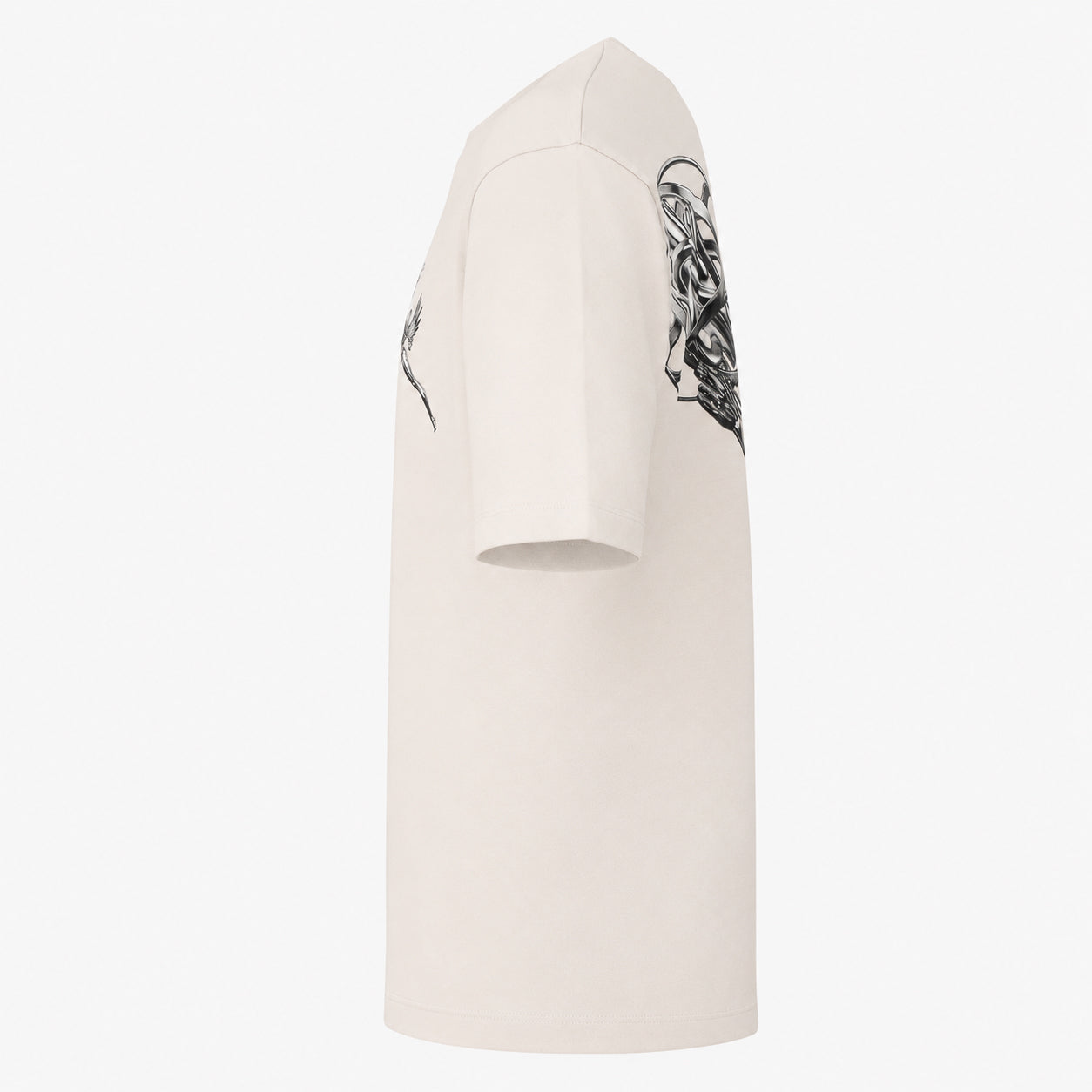 Filling Pieces T-Shirt Backprint Off-White | Boxy Chrome Trophy Black