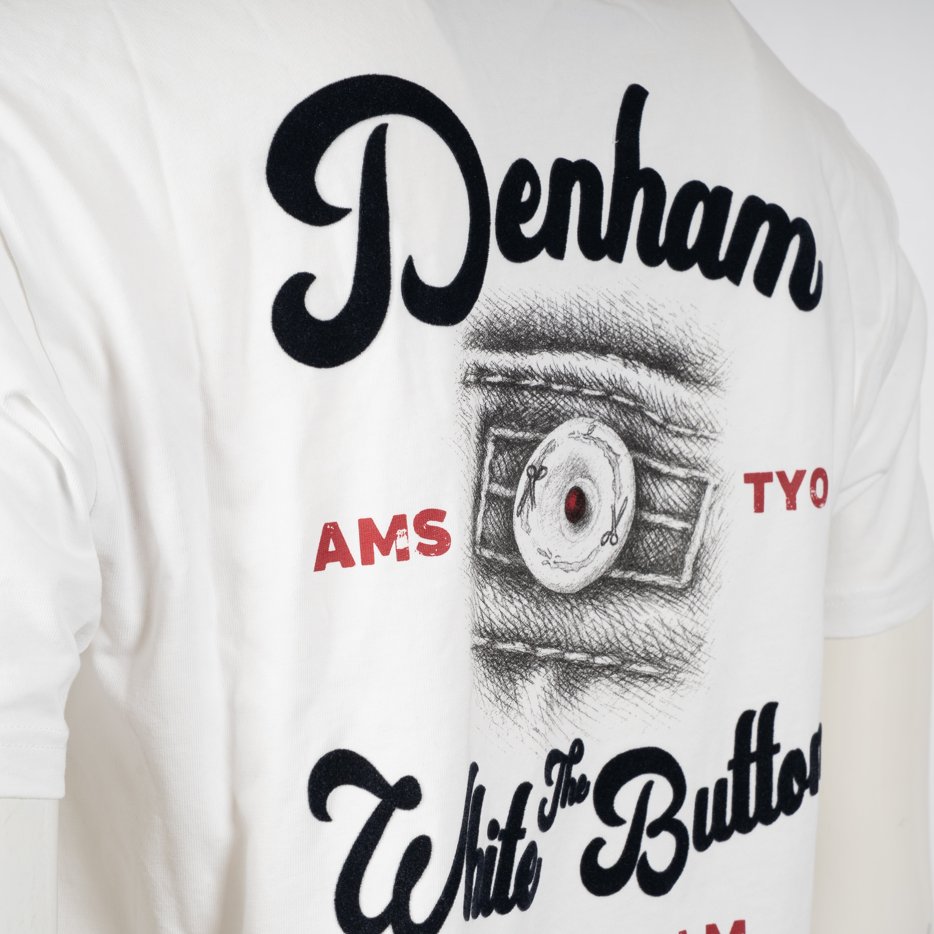 Denham T-Shirt Backprint Wit | Button