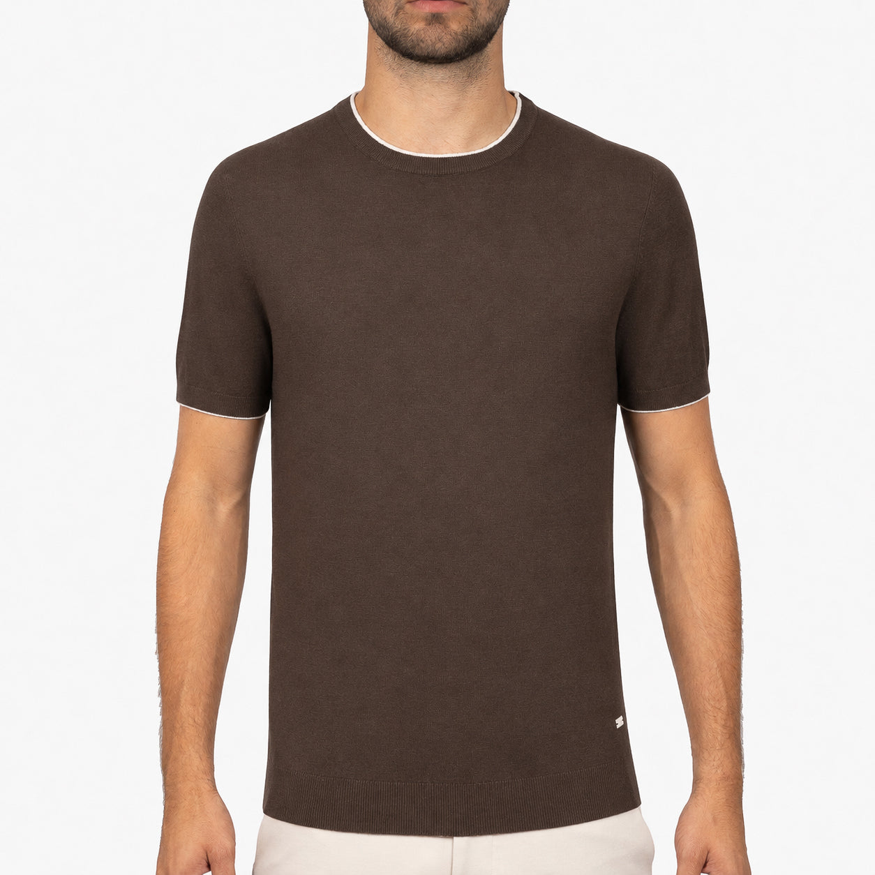 SEVEN DIALS Gebreid T-Shirt Bruin | Bennet