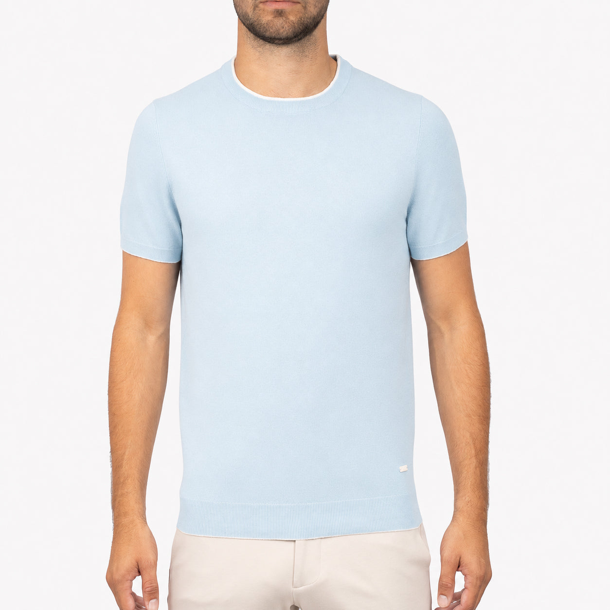 SEVEN DIALS Gebreid T-Shirt Lichtblauw | Bennet