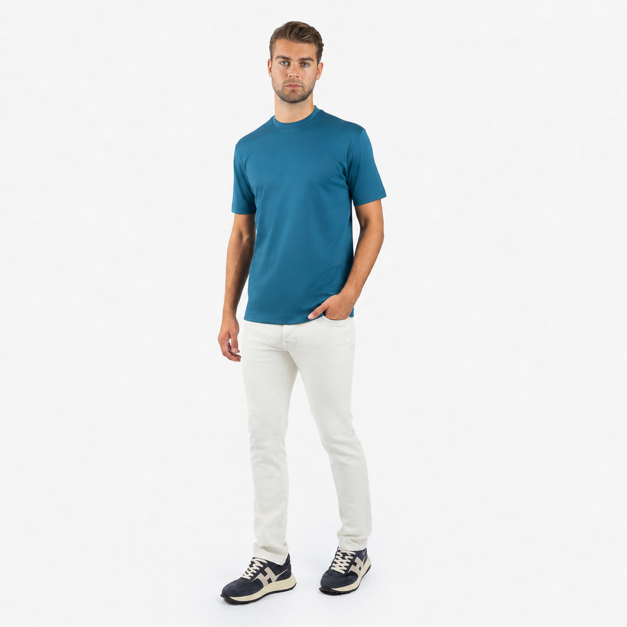 Valenza T-Shirt Middenblauw | Interlock Supima Cotton