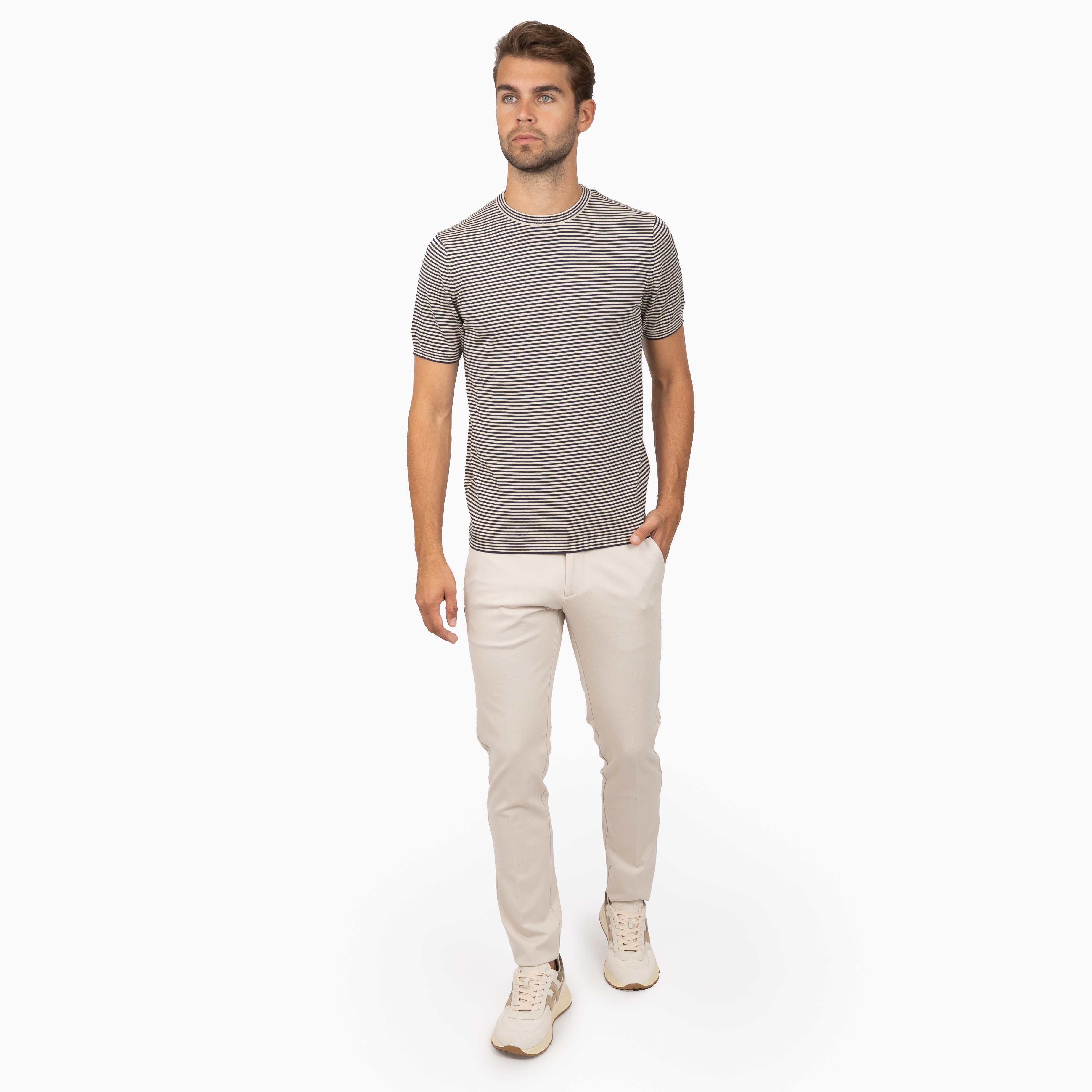SEVEN DIALS Gebreid T-Shirt Donkerblauw Gestreept | Charsly