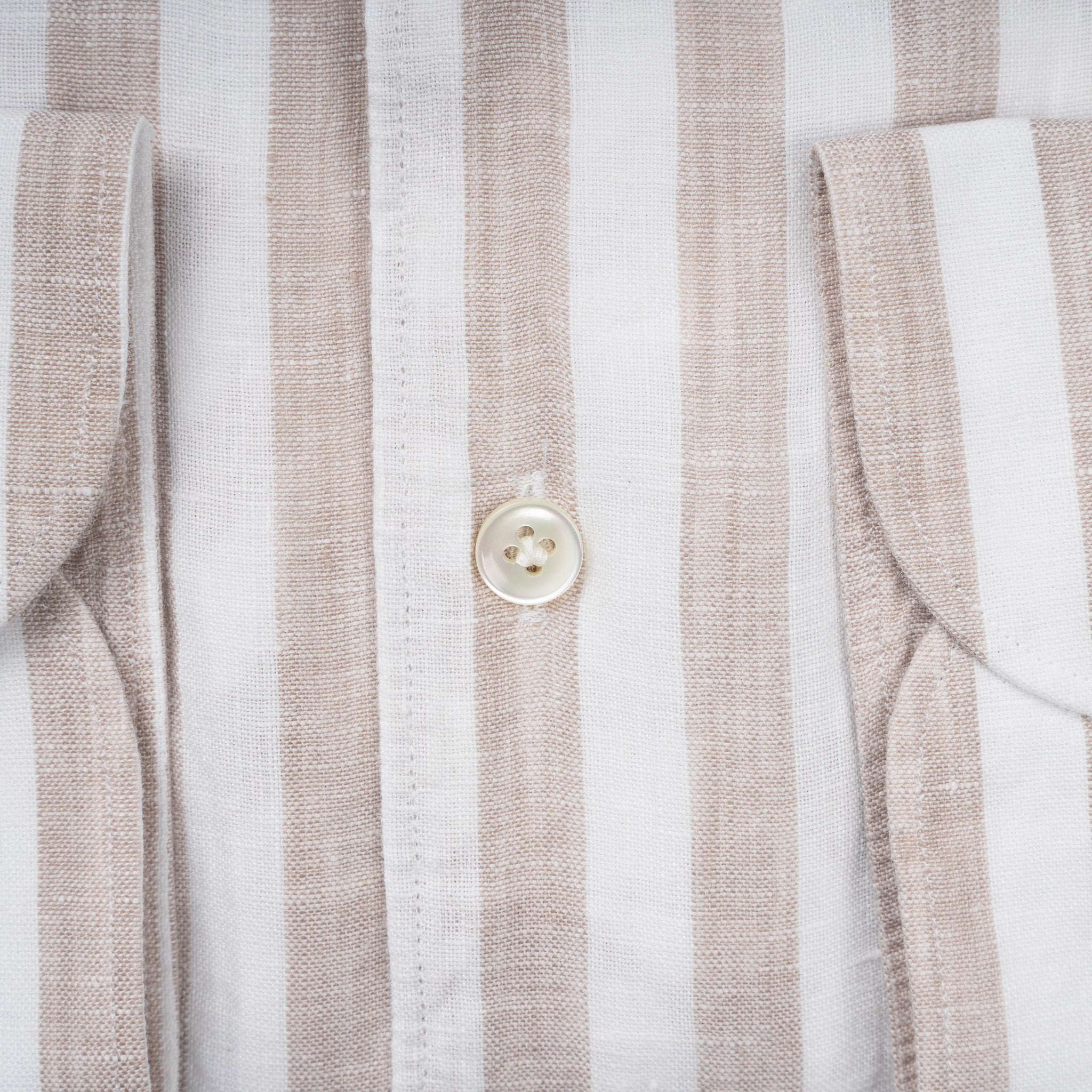 Profuomo Linnen Overhemd Beige Streep | Slim Fit
