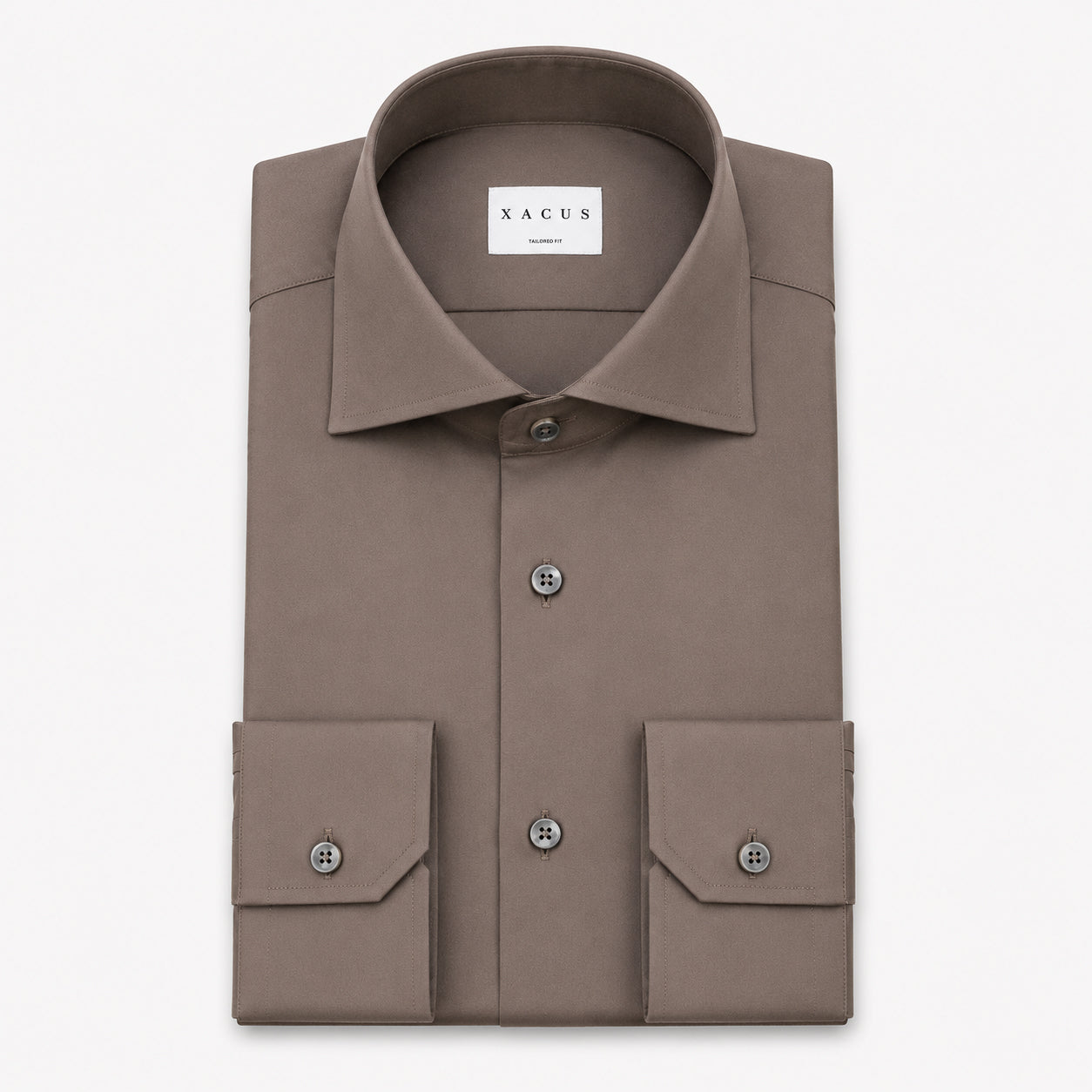 Xacus Overhemd Taupe | Albini Stretch