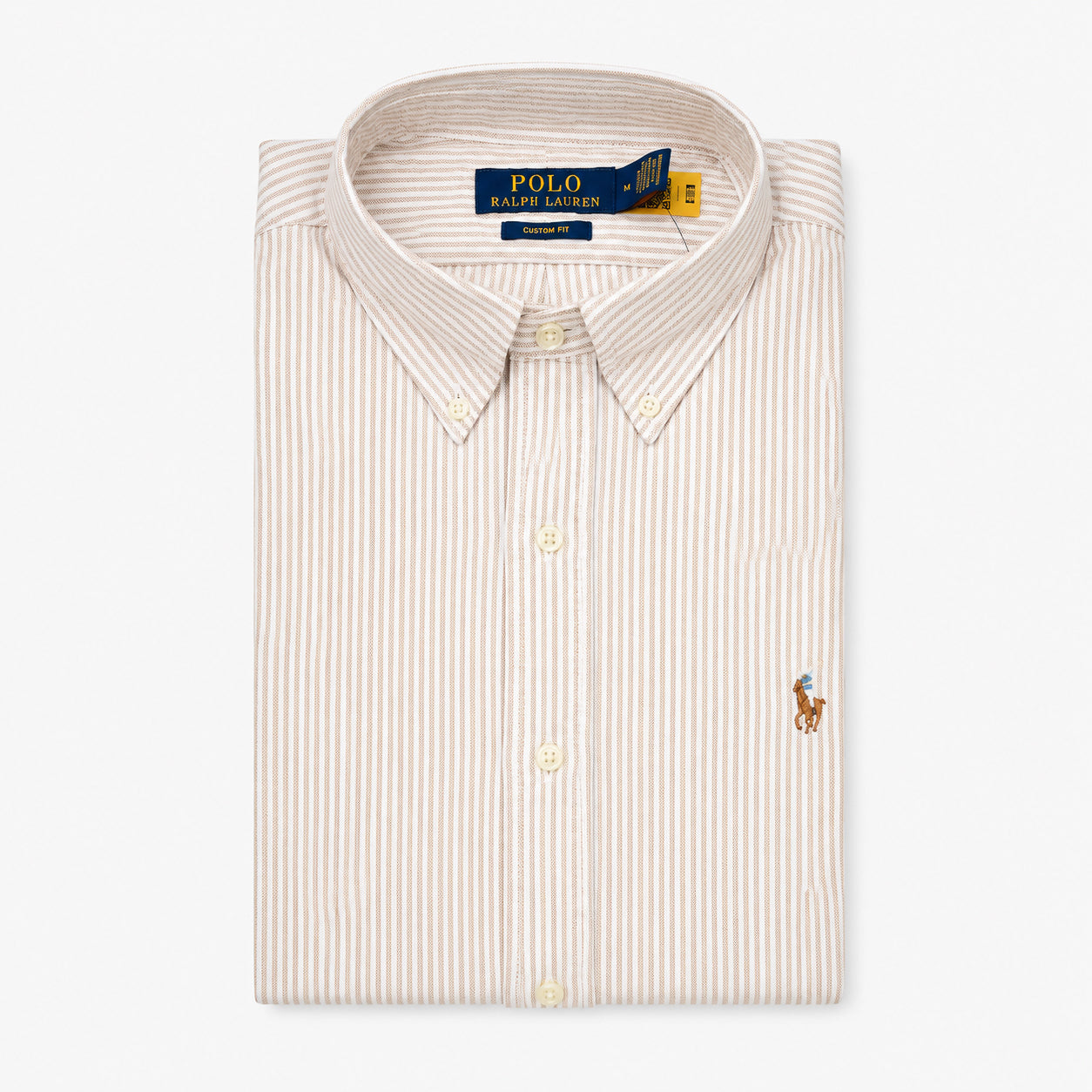 Ralph Lauren Overhemd Camel Gestreept | Custom Fit