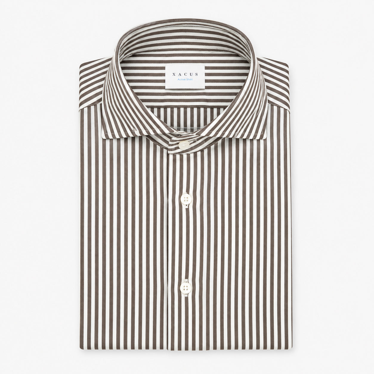 Xacus Overhemd Bruin Gestreept | Active Shirt