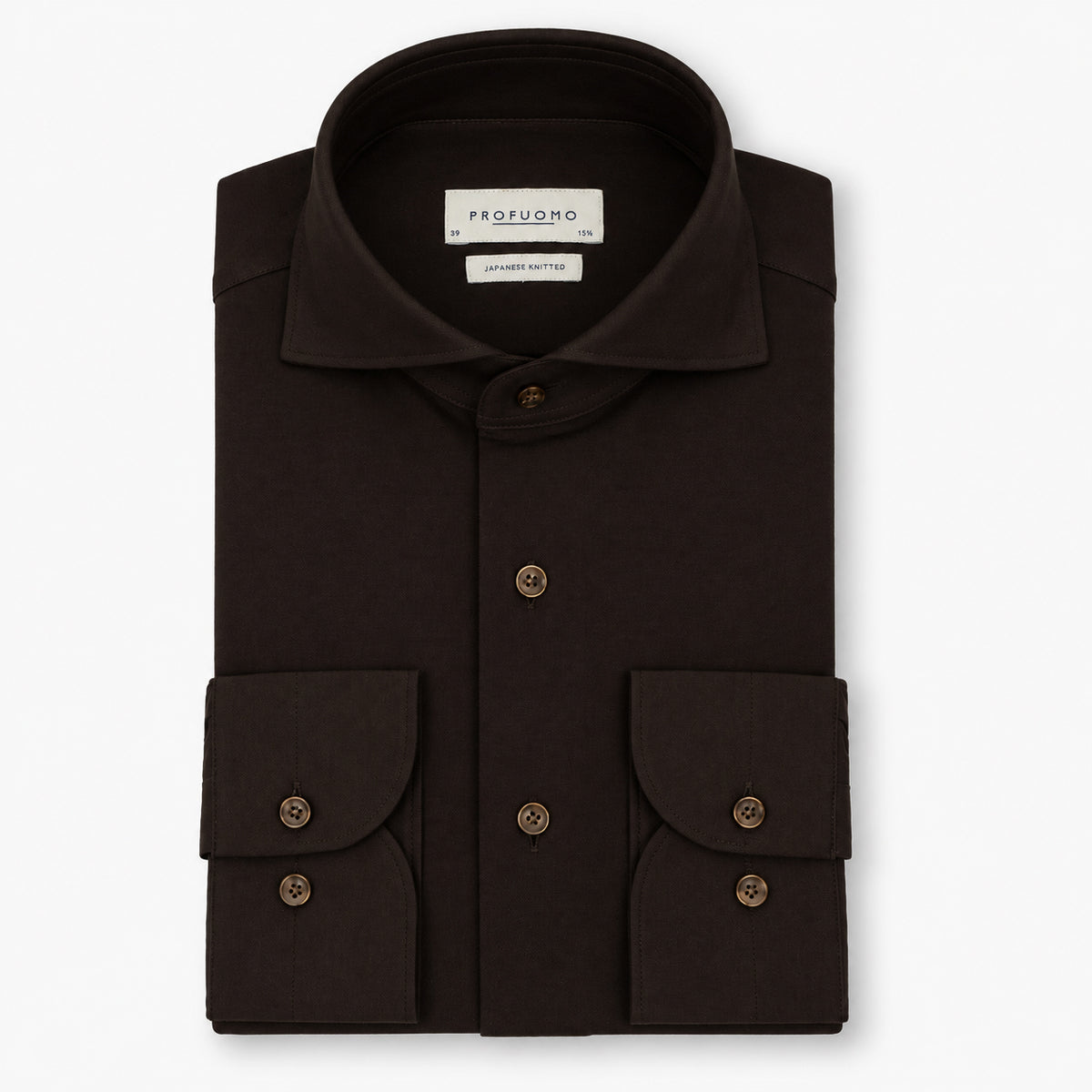 Profuomo Overhemd Bruin | Japanese Knitted
