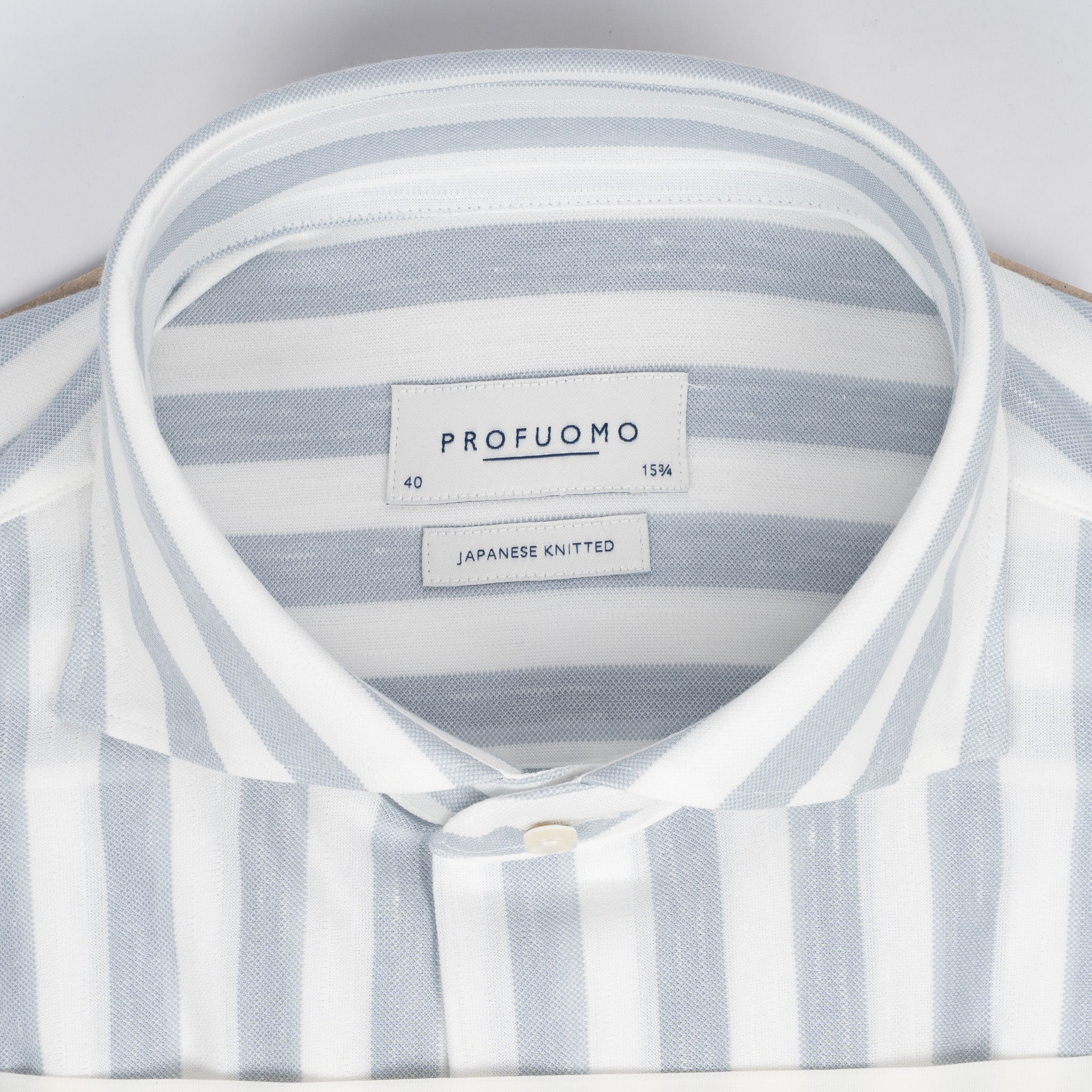 Profuomo Overhemd Lichtblauwe Streep | Japanese Knitted