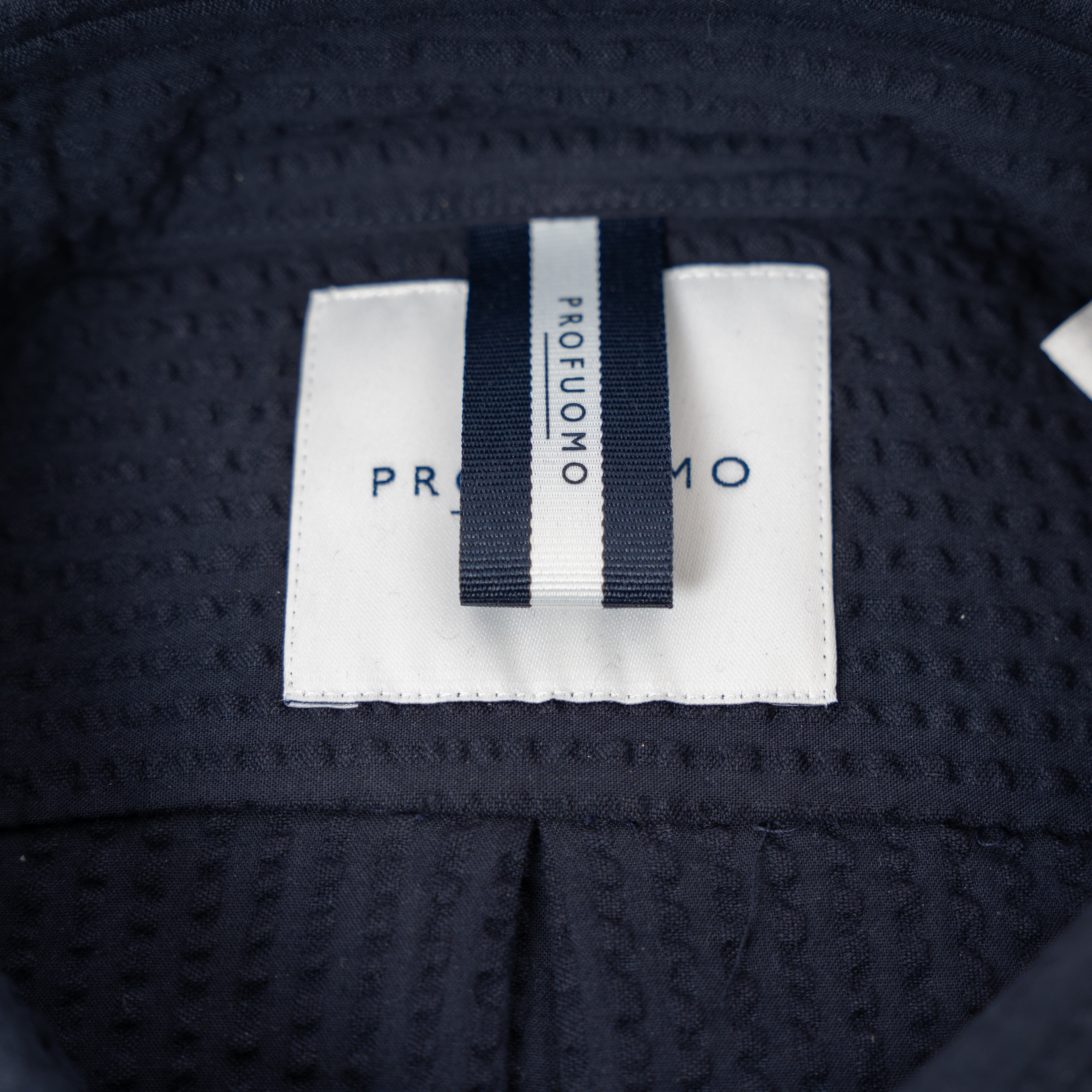 Profuomo Linnen Overhemd Donkerblauw | Seersucker
