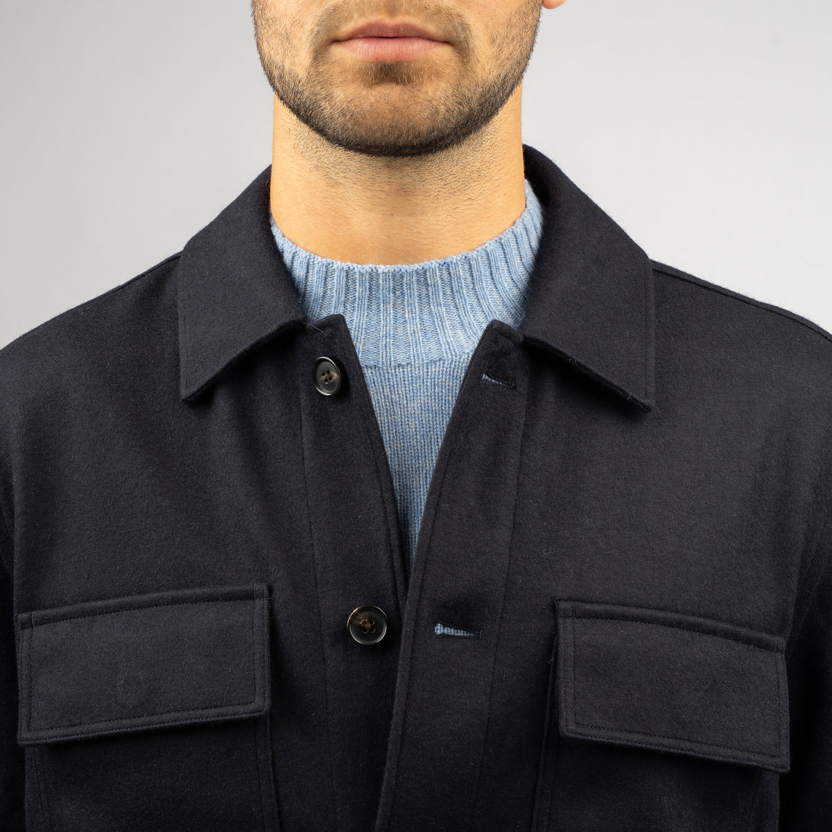 Profuomo Overshirt Blauw | Knitted