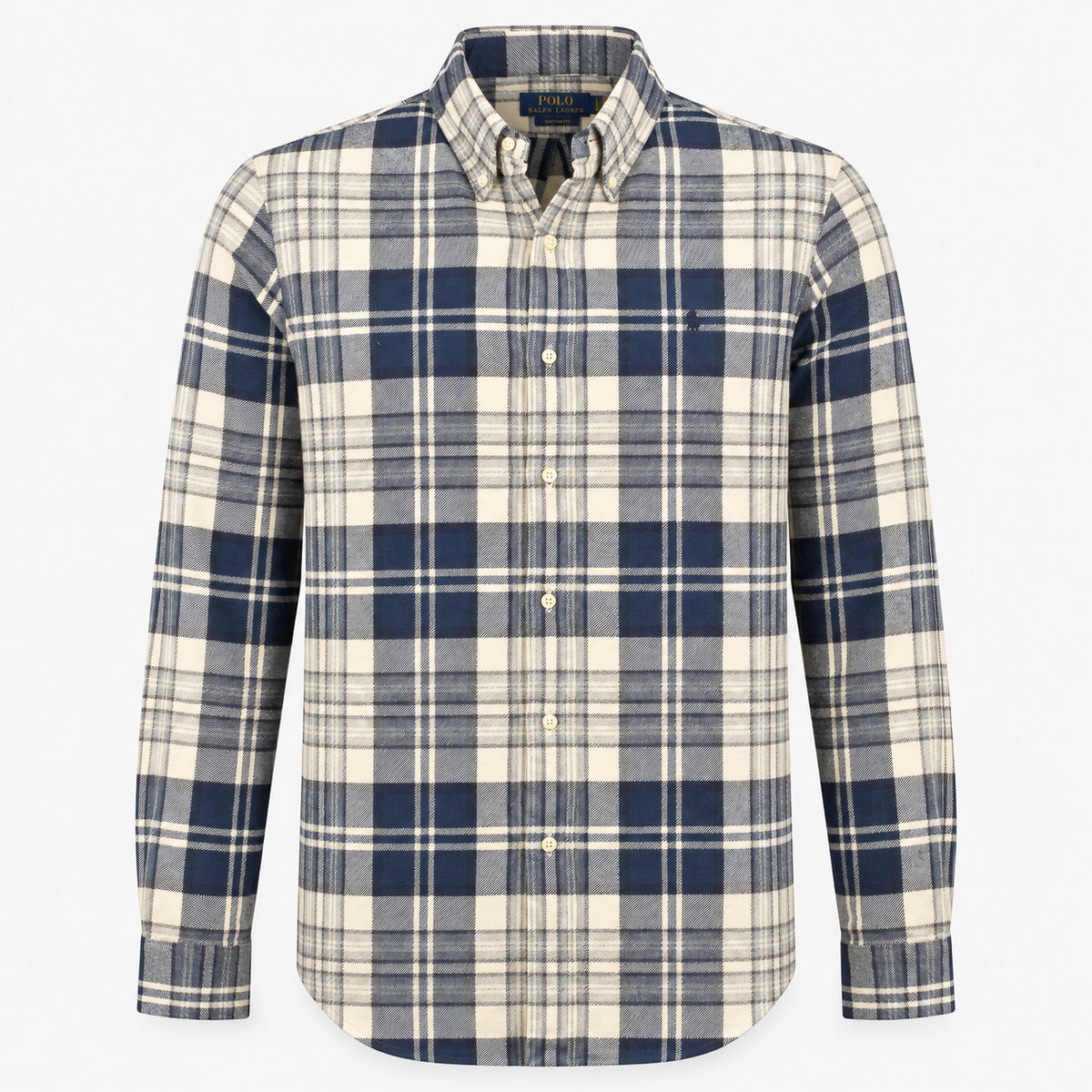 Ralph Lauren Overhemd Blauw / Crème Geruit | Custom Fit
