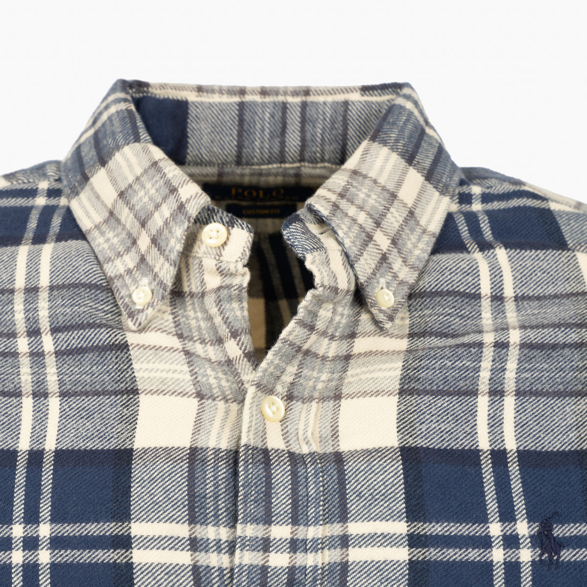 Ralph Lauren Overhemd Blauw / Crème Geruit | Custom Fit