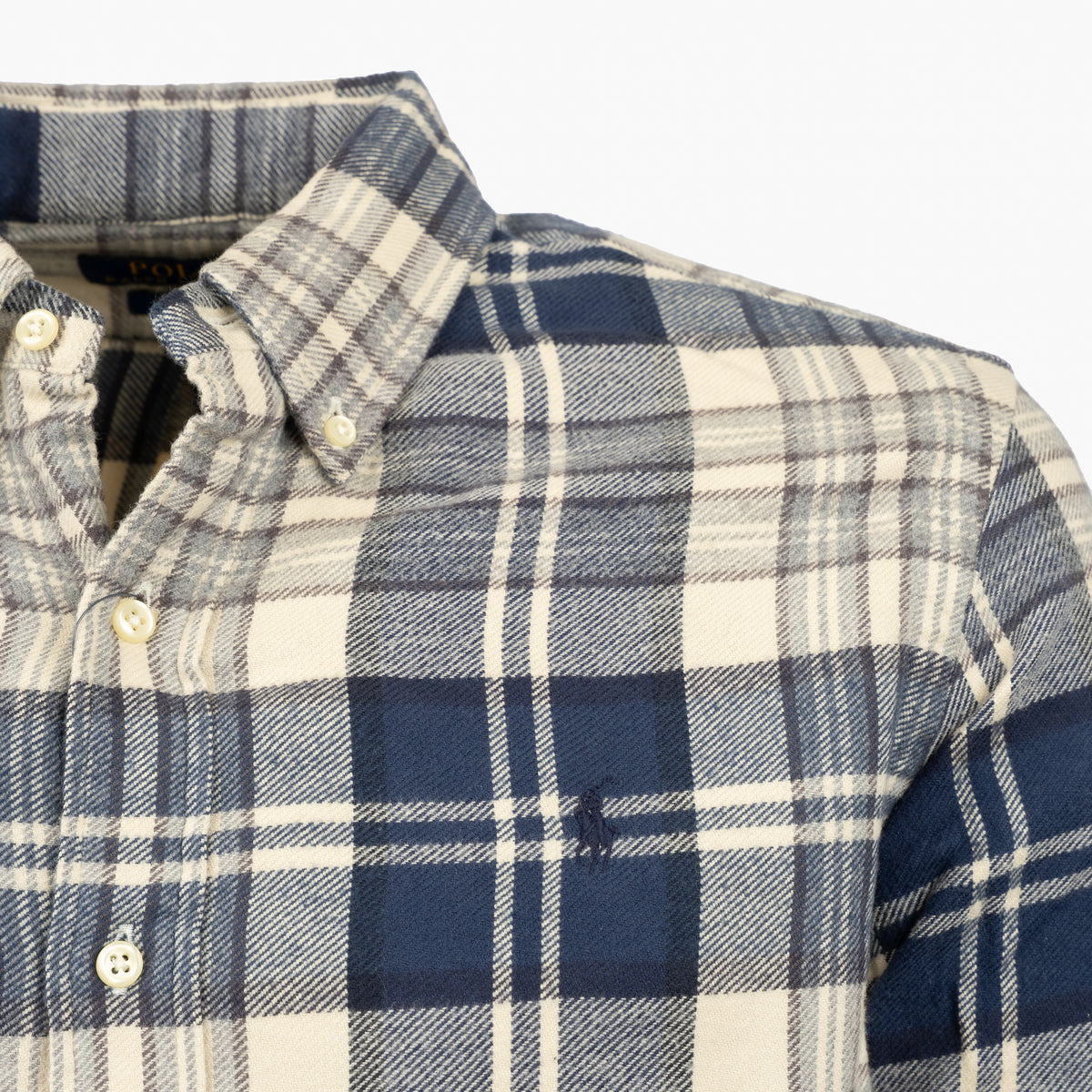 Ralph Lauren Overhemd Blauw / Crème Geruit | Custom Fit