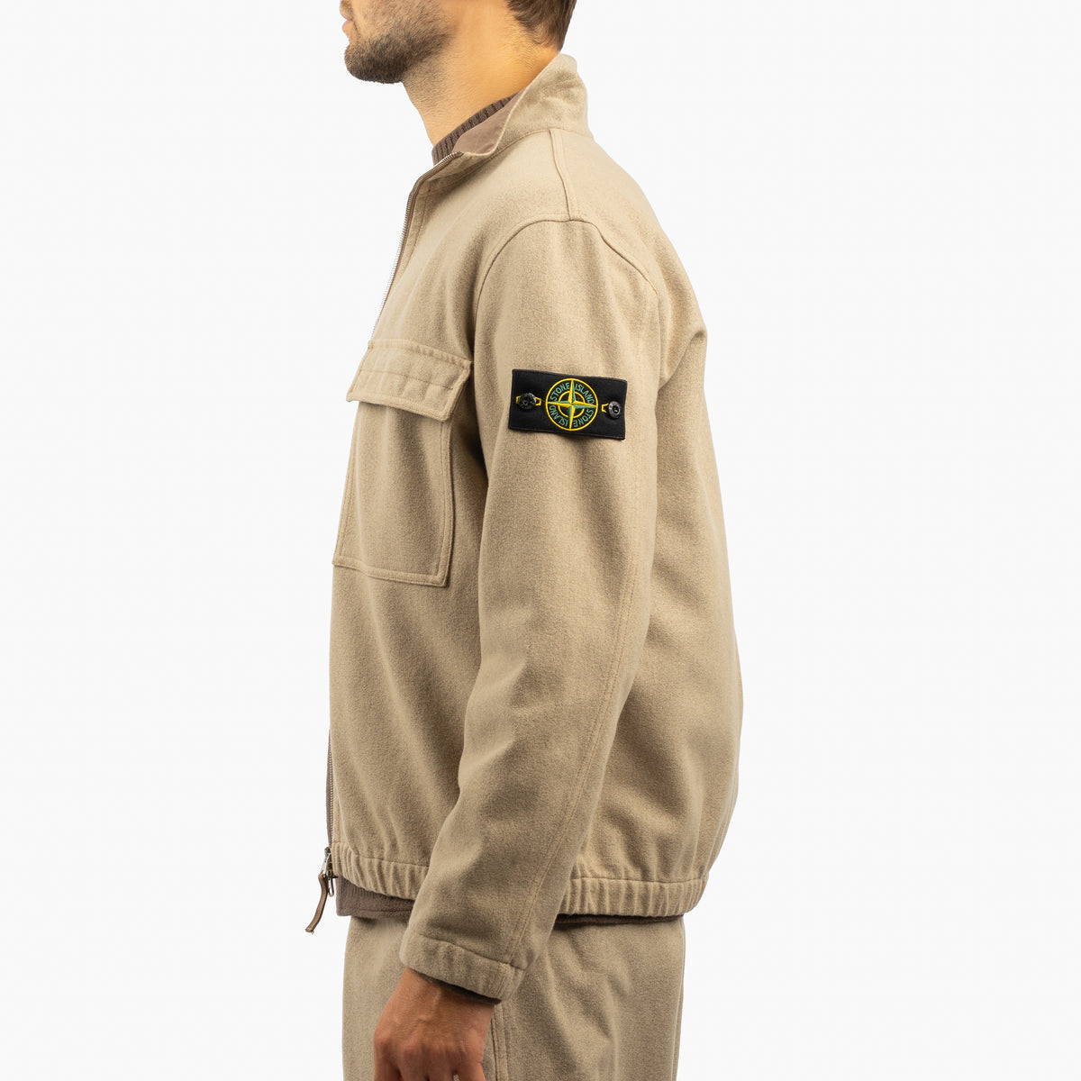 Stone Island Flannel Overshirt Beige | Wool Nylon Flannel-TC