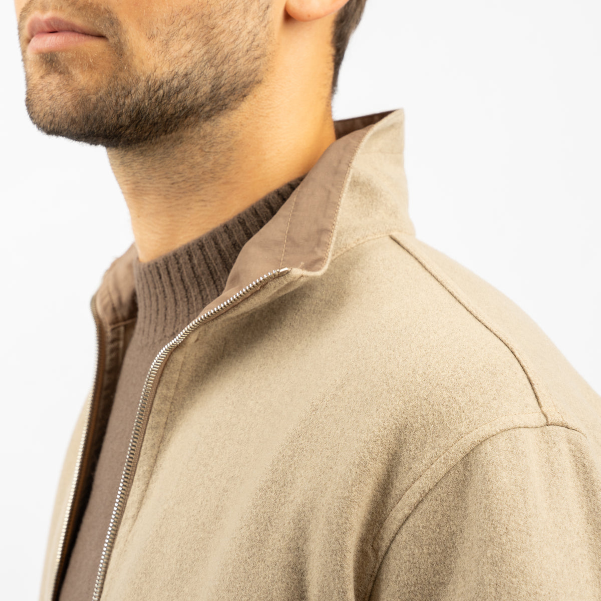 Stone Island Flannel Overshirt Beige | Wool Nylon Flannel-TC