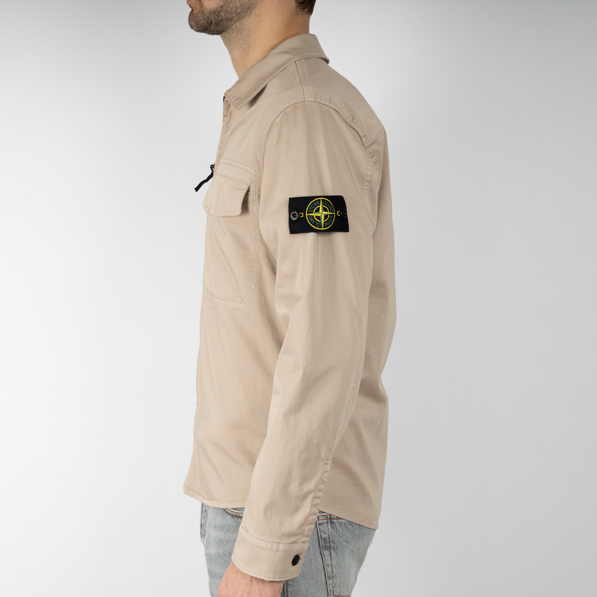 Stone Island Overshirt Beige | Stretch Cotton Satin