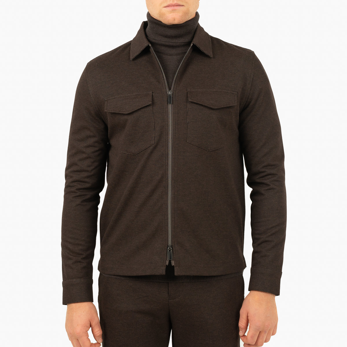 SEVEN DIALS Overshirt met Rits Bruin | Amman